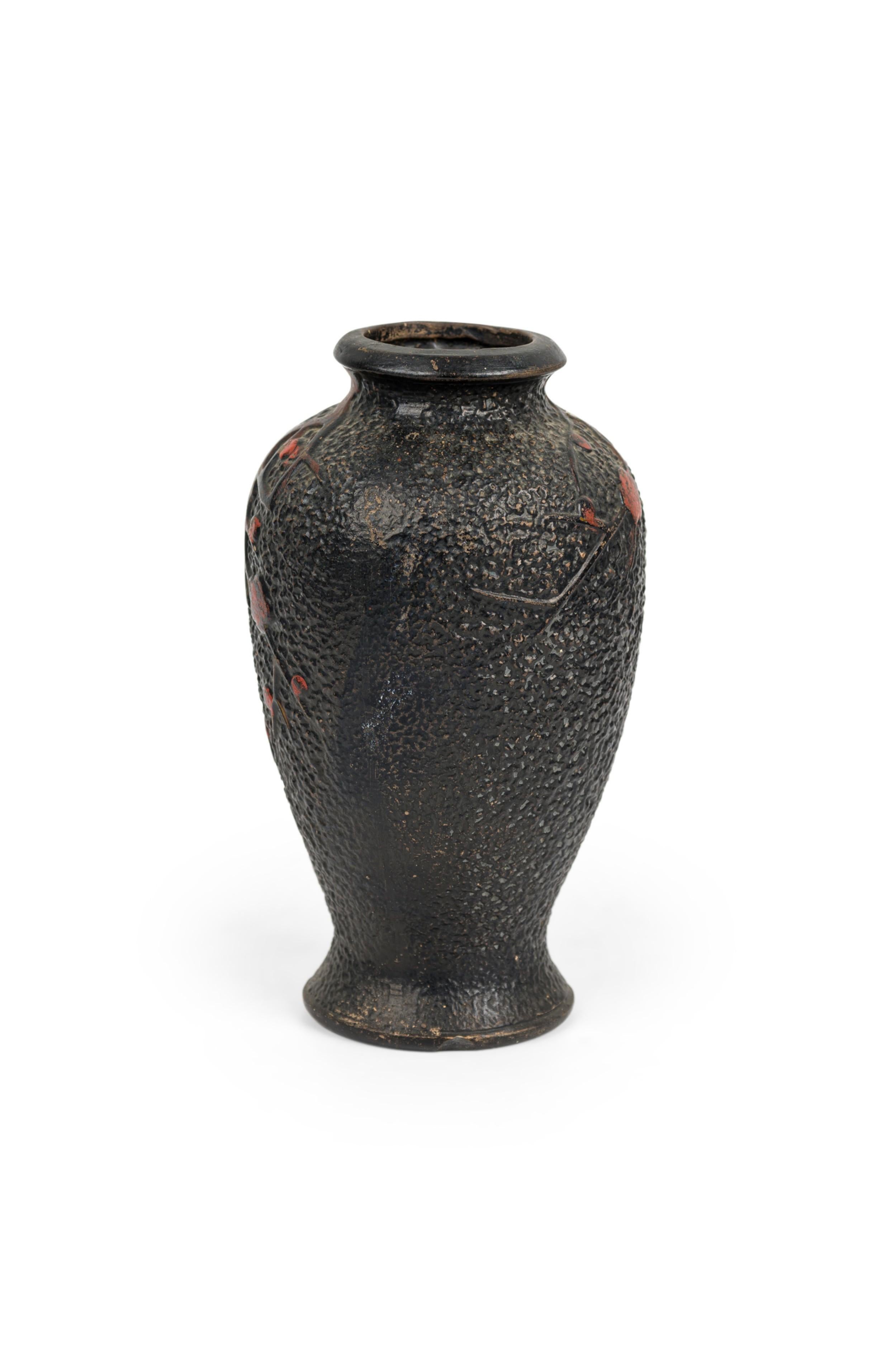 Unknown Mid-Century Textured Urn of aBird Sitting On A Branch For Sale