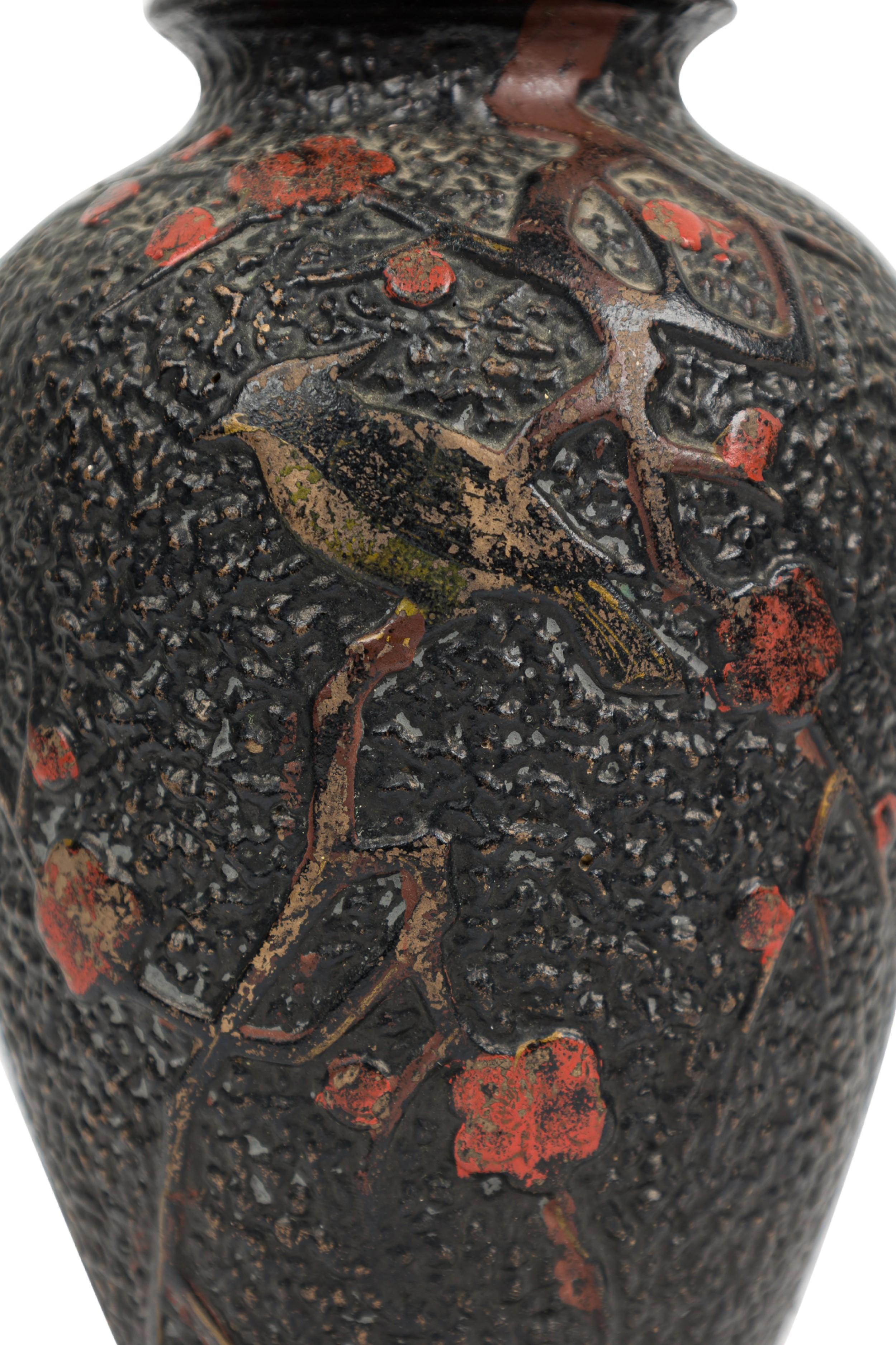 Ceramic Mid-Century Textured Urn of aBird Sitting On A Branch For Sale