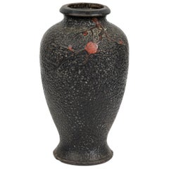 Mid-Century Textured Urn of aBird Sitting On A Branch