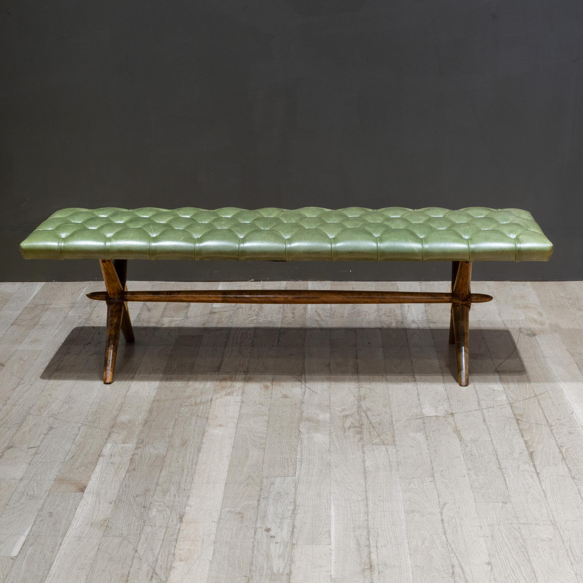 Mid-century T.H. Robsjohn-Gibbings Leather Bench c.1950 In Good Condition In San Francisco, CA