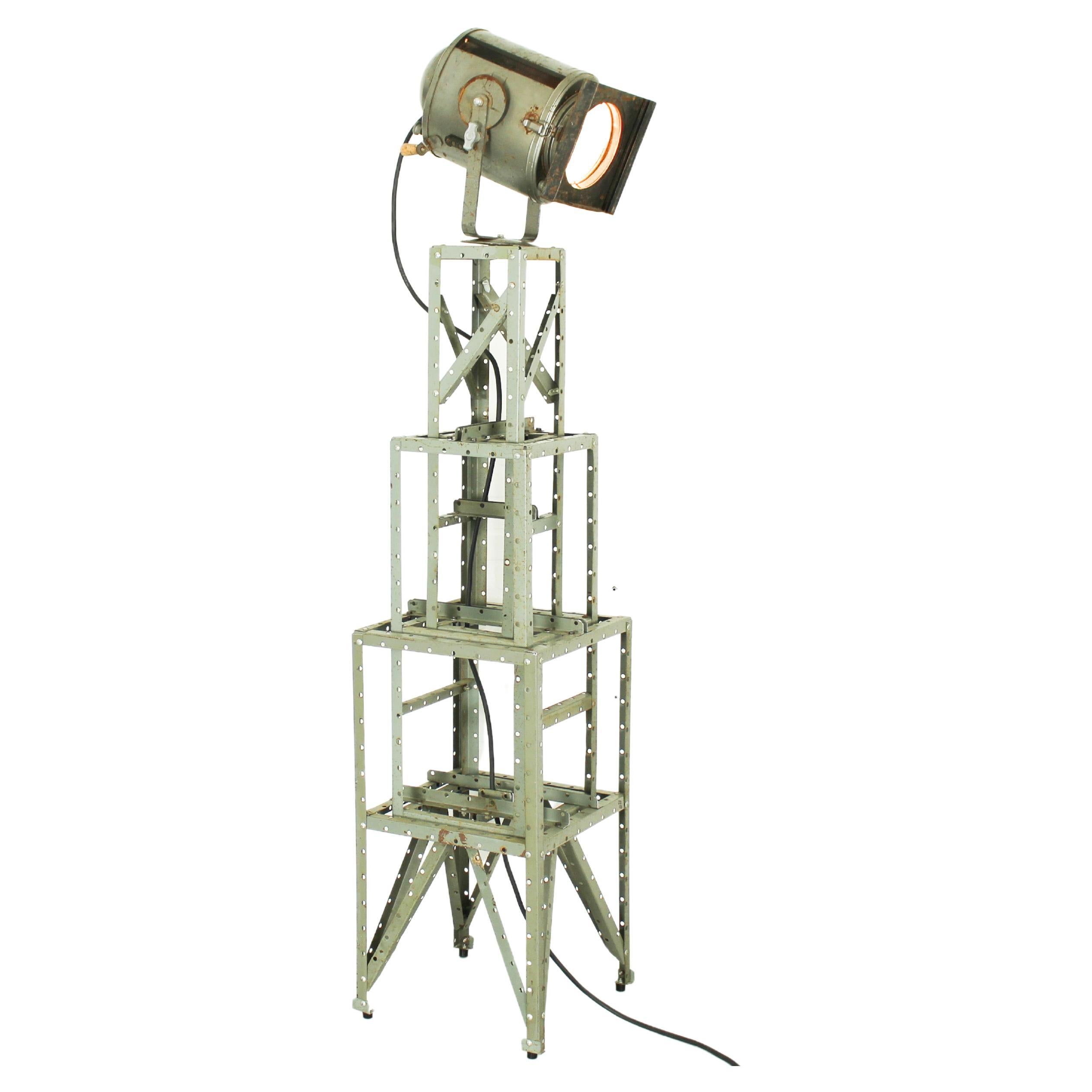 Midcentury Theater Spotlight by Ae Cremer Paris on Industrial Stand For Sale