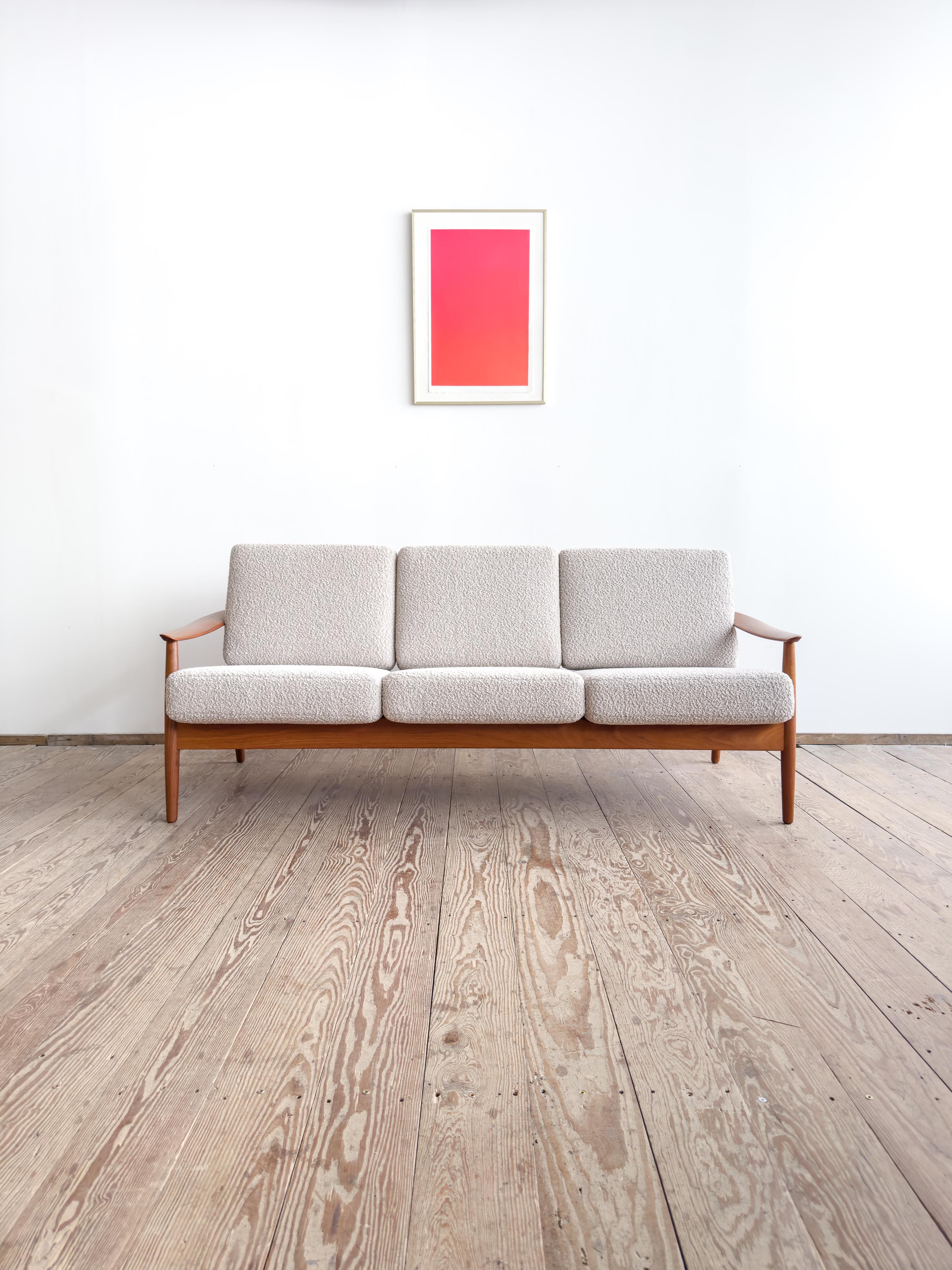 Metà XX secolo Divano con seduta a T di metà secolo, divano in teak di Arne Vodder per France & Søn in vendita