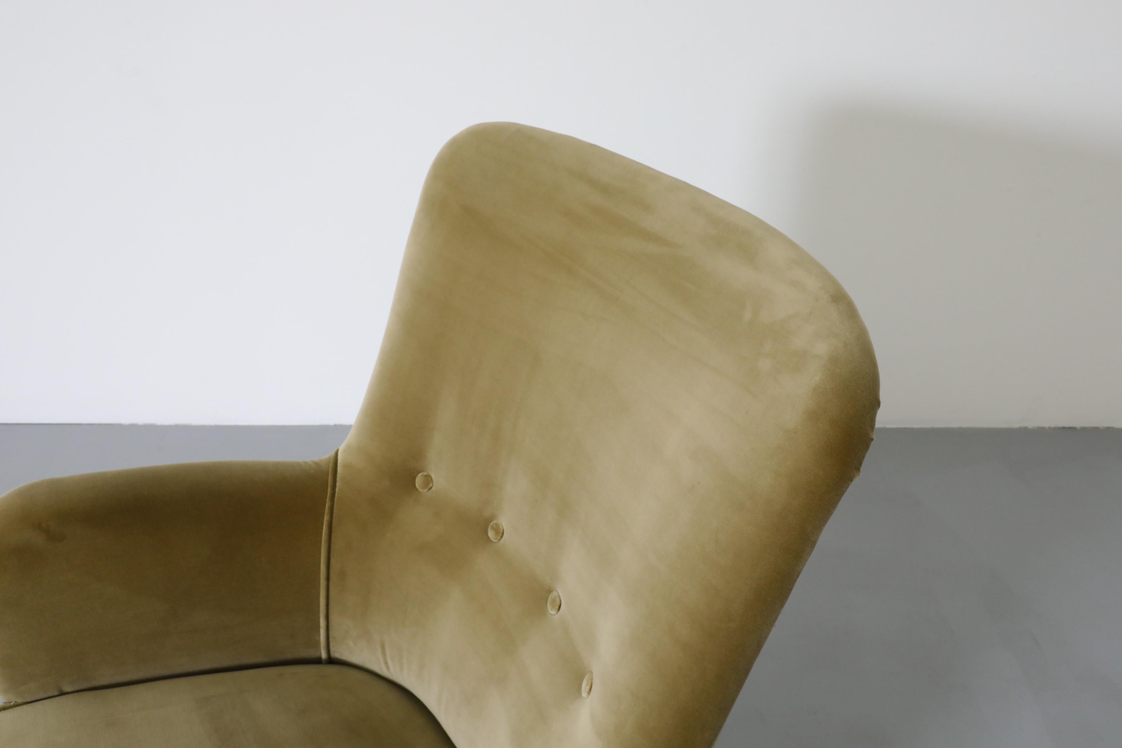 Mid-Century Theo Ruth Velvet Leaf Green Lounge Chair 4