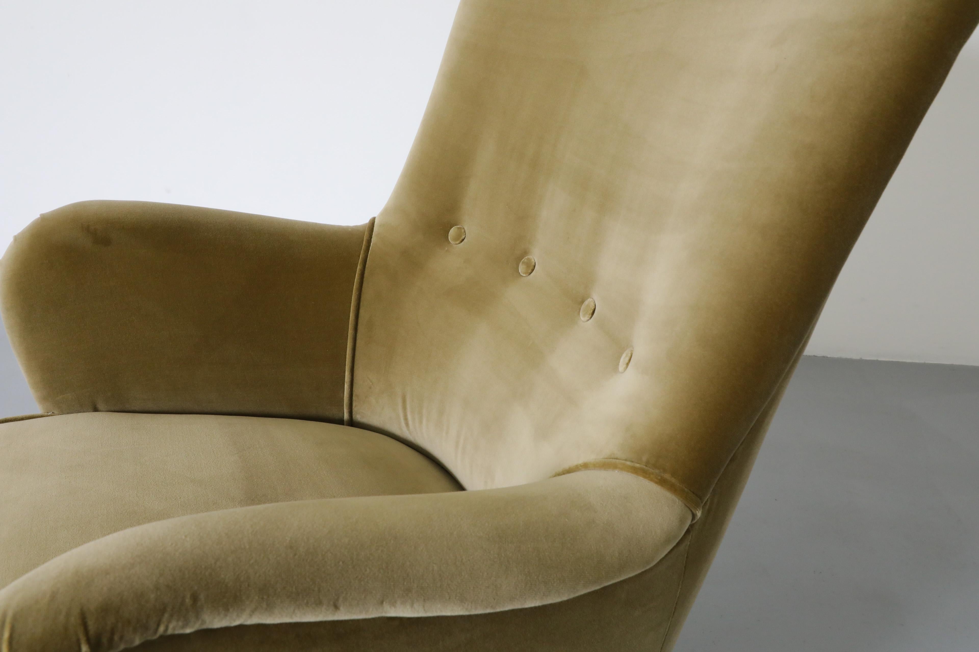 Mid-Century Theo Ruth Velvet Leaf Green Lounge Chair 5