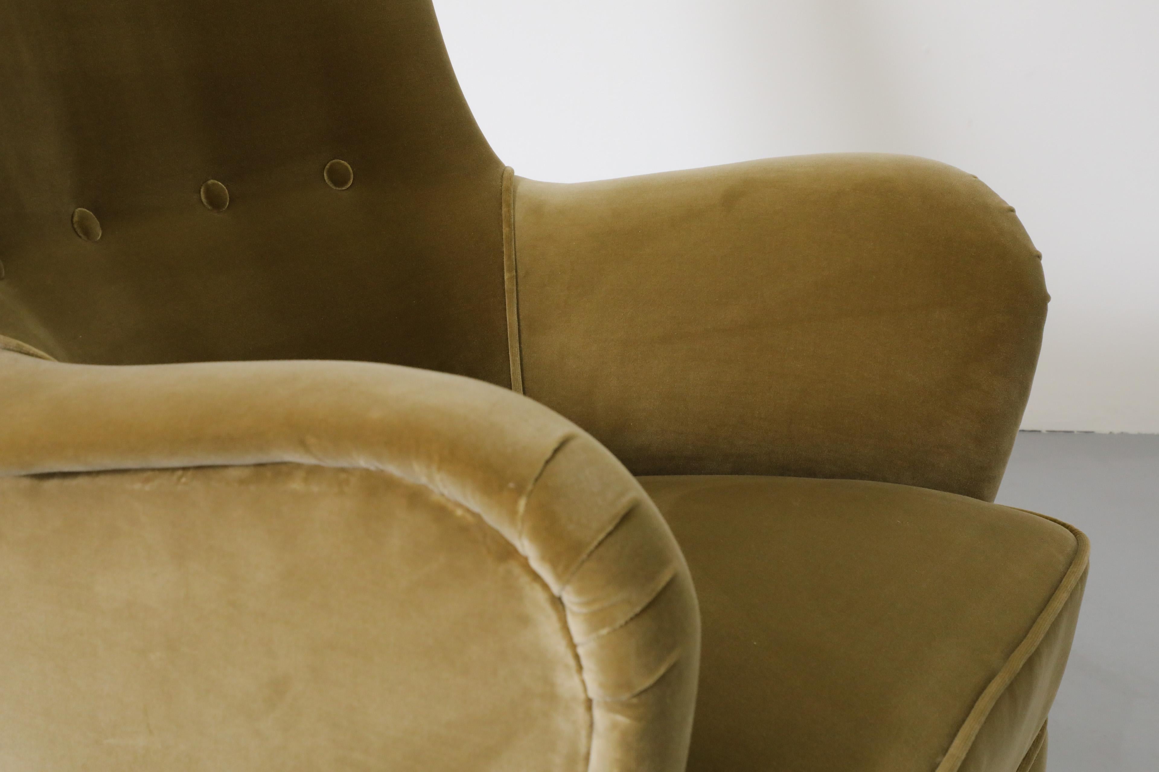 Mid-Century Theo Ruth Velvet Leaf Green Lounge Chair 11