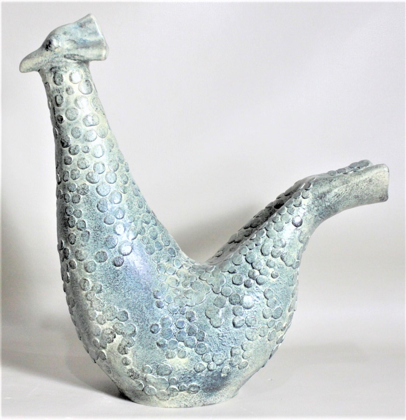 Mid-Century Modern Mid-Century Theo & Susan Harlander Brooklin Pottery Stylized Bird Sculpture For Sale