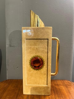 Thermosflasche aus der Mitte des Jahrhunderts aus Messing und Ziegenleder von Aldo Tura