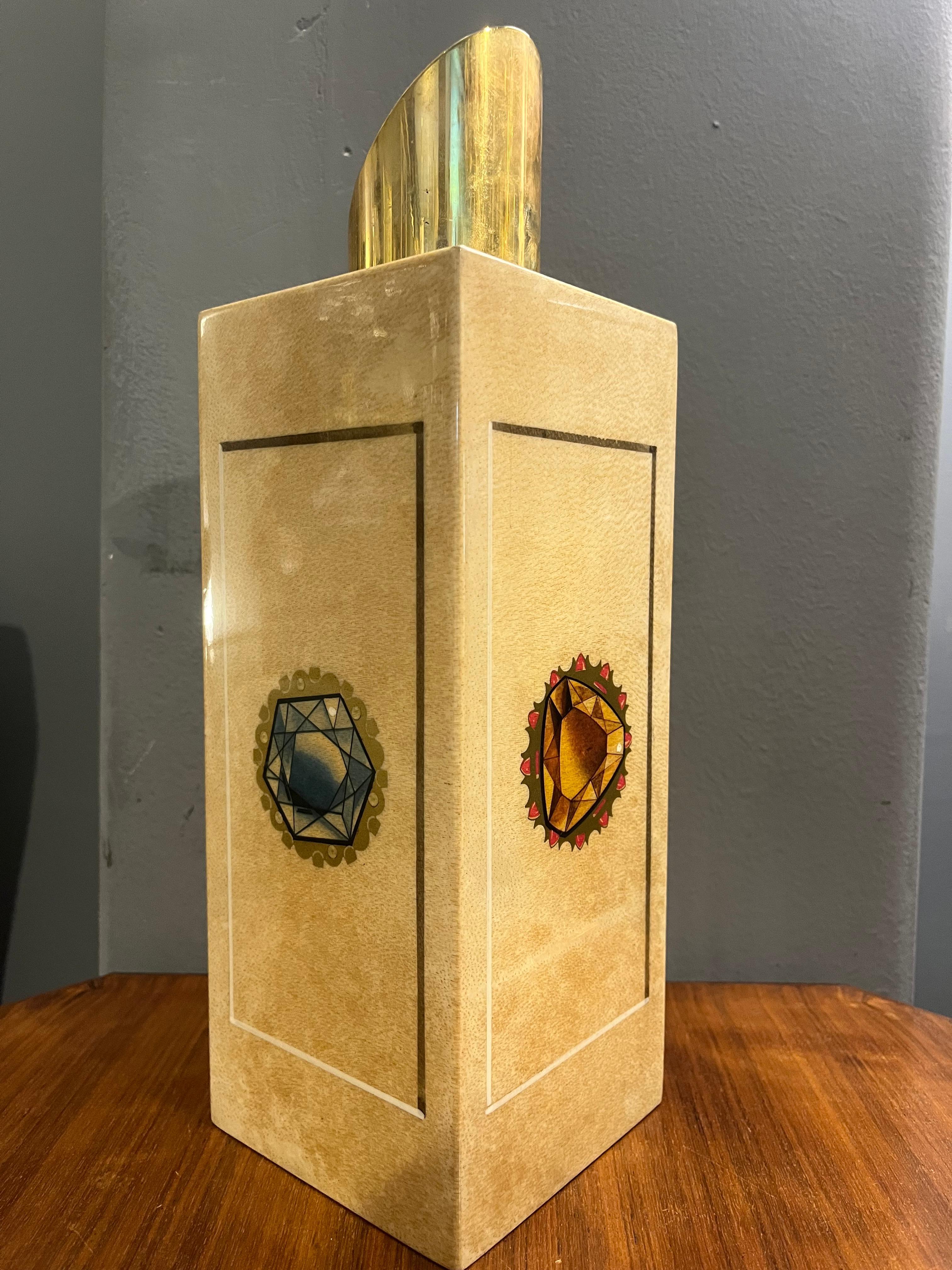 Mid-20th Century Mid-century thermal flask in brass and goatskin by Aldo Tura in vendita
