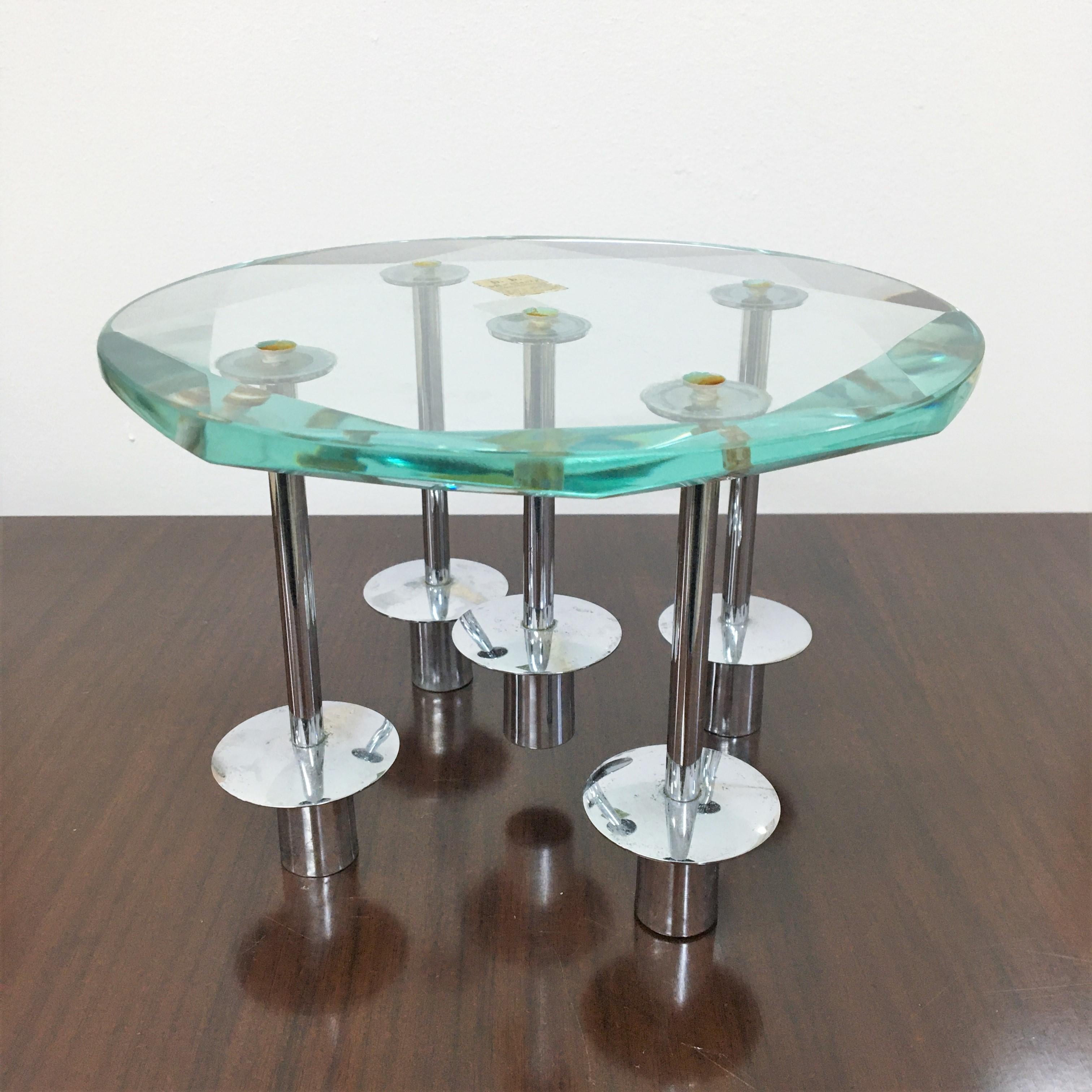 Mid-Century Thick Glass and Chromed Brass Fontana Arte Candelabra, 1960s 8