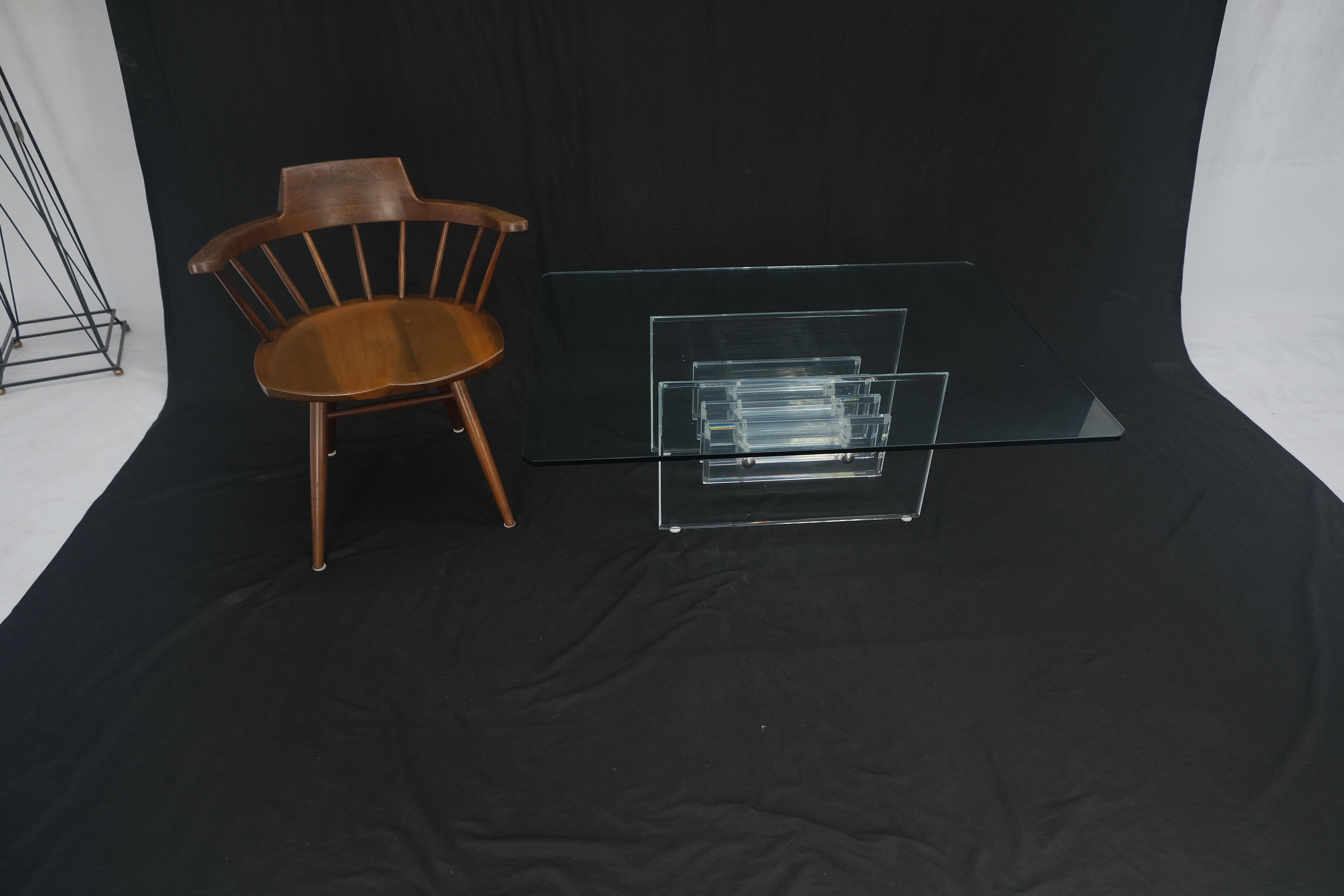 Mid Century Thick Polished Lucite Rectangle Glass Top Coffee Center Table MINT! For Sale 8
