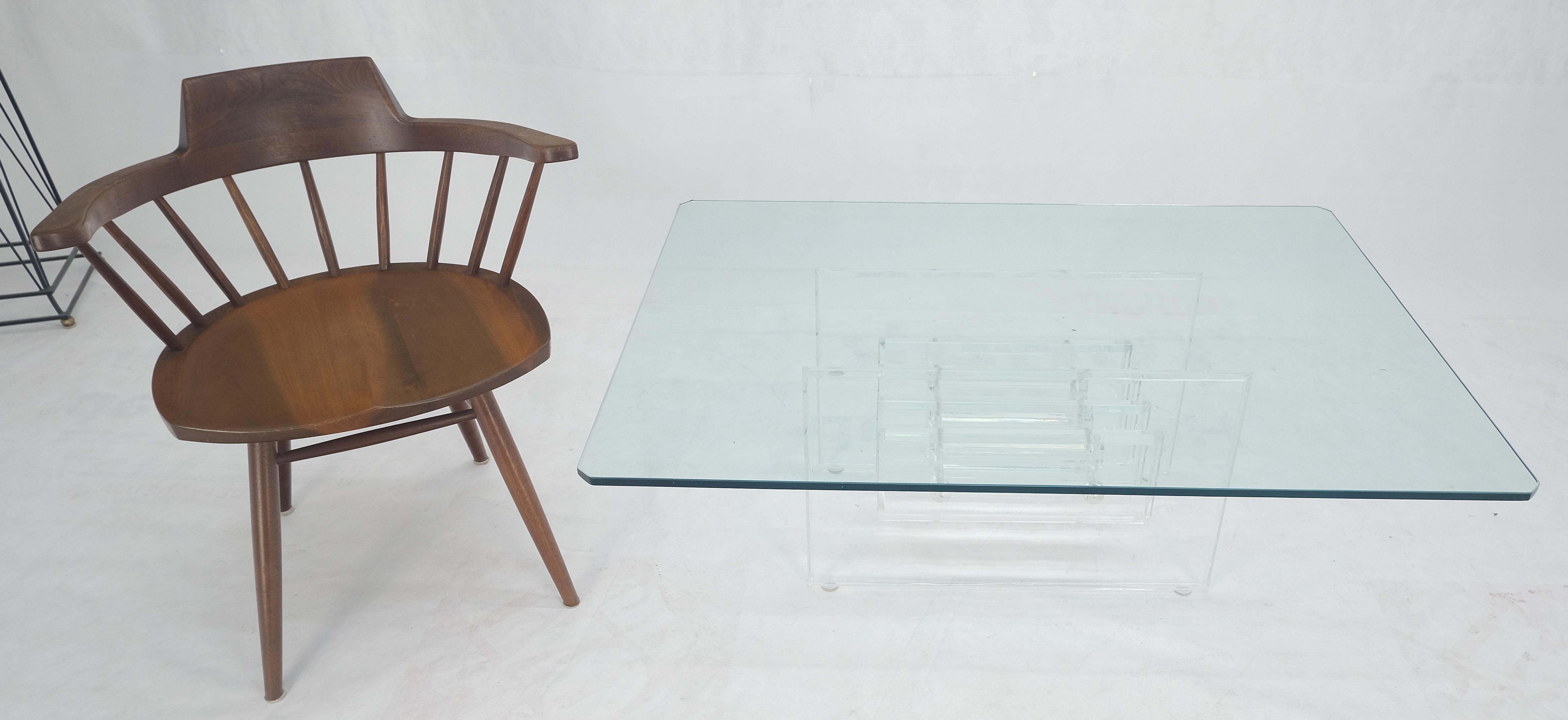Mid Century Thick Polished Lucite Rectangle Glass Top Coffee Center Table MINT! For Sale 11