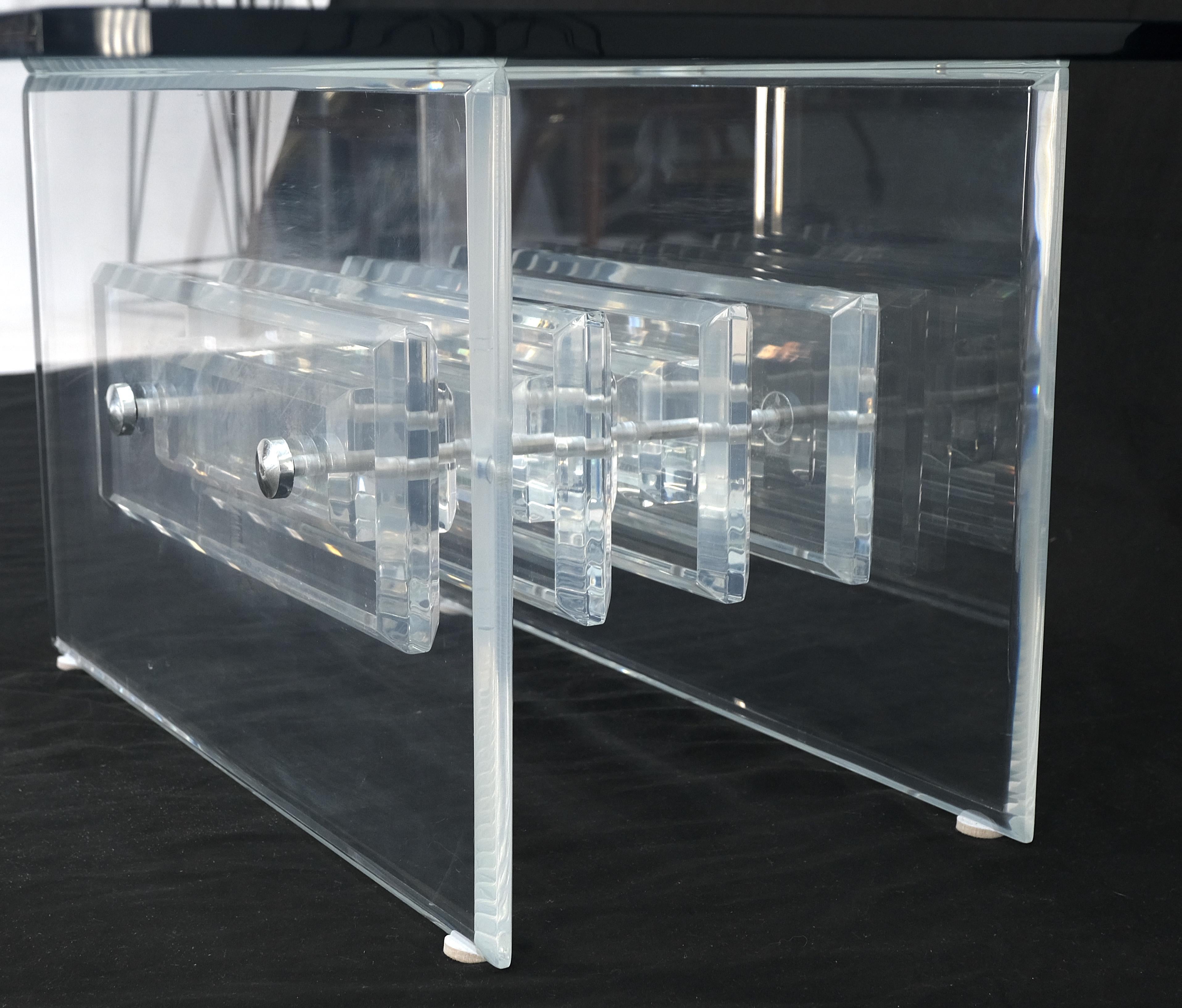 Mid Century Thick Polished Lucite Rectangle Glass Top Coffee Center Table MINT! For Sale 1