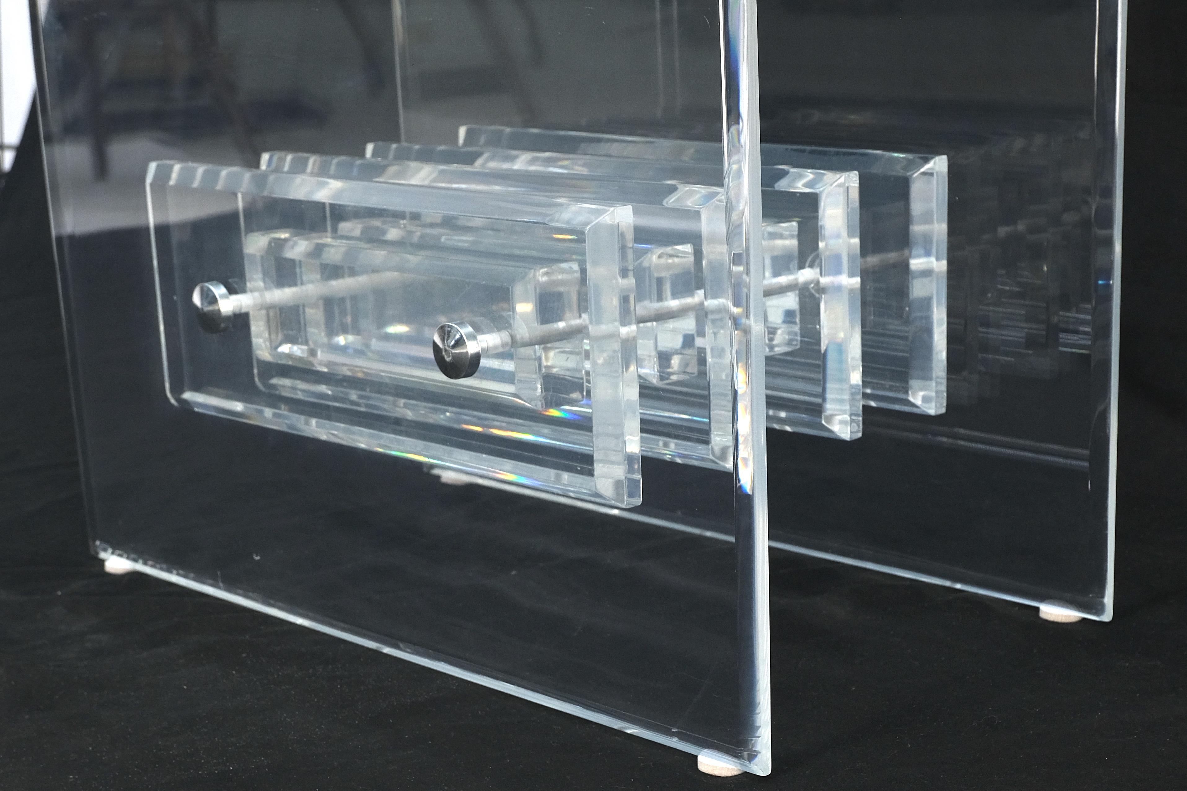 Mid Century Thick Polished Lucite Rectangle Glass Top Coffee Center Table MINT! For Sale 2