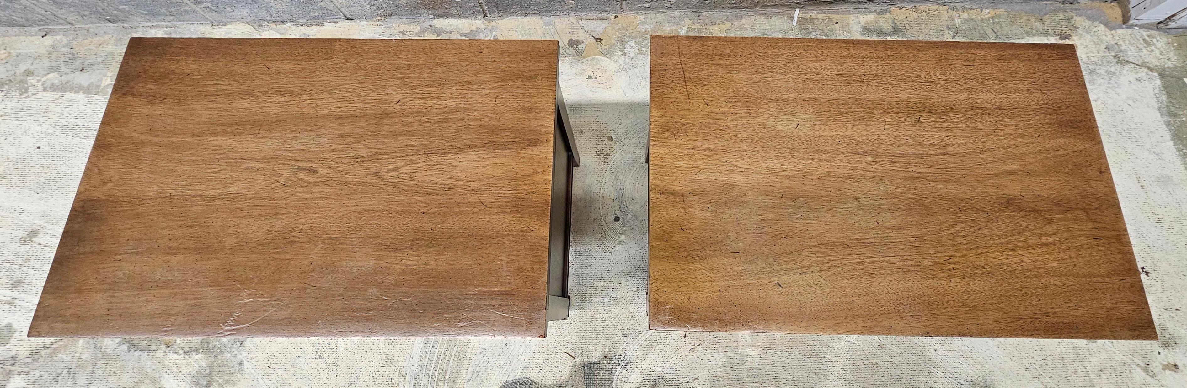 Other Mid Century Thomasville Italian Tuscan Style Walnut Bedside Tables, Pair For Sale