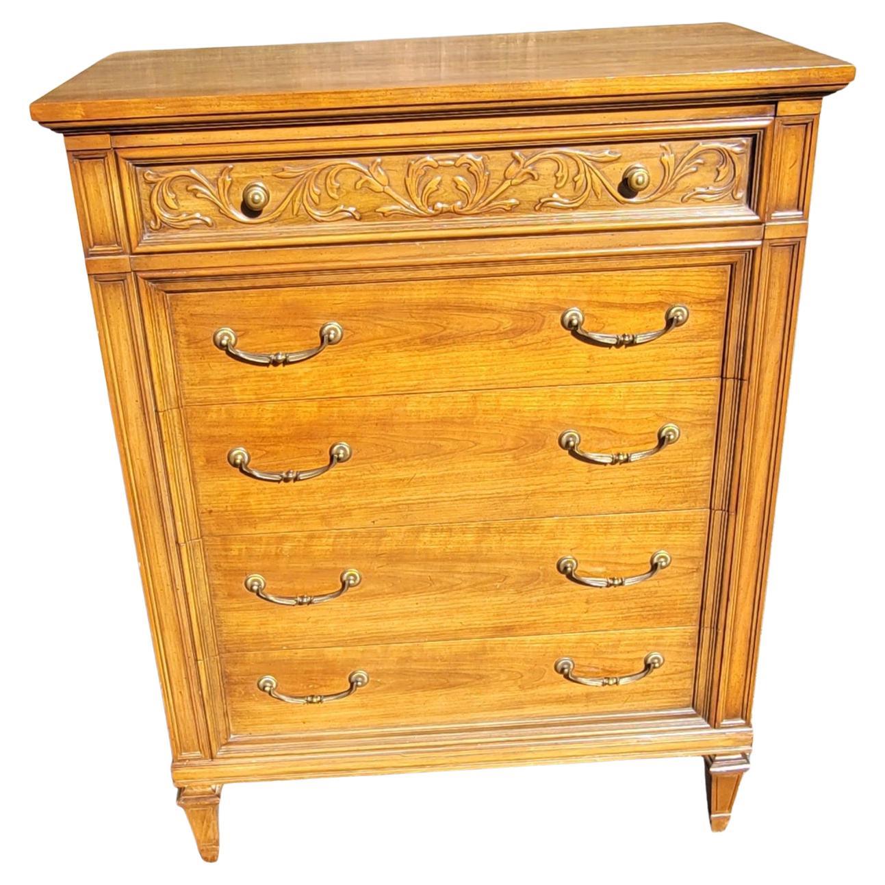 Mid-Century Thomasville Neoclassical French Style Fruitwood Bedside Tables For Sale 3