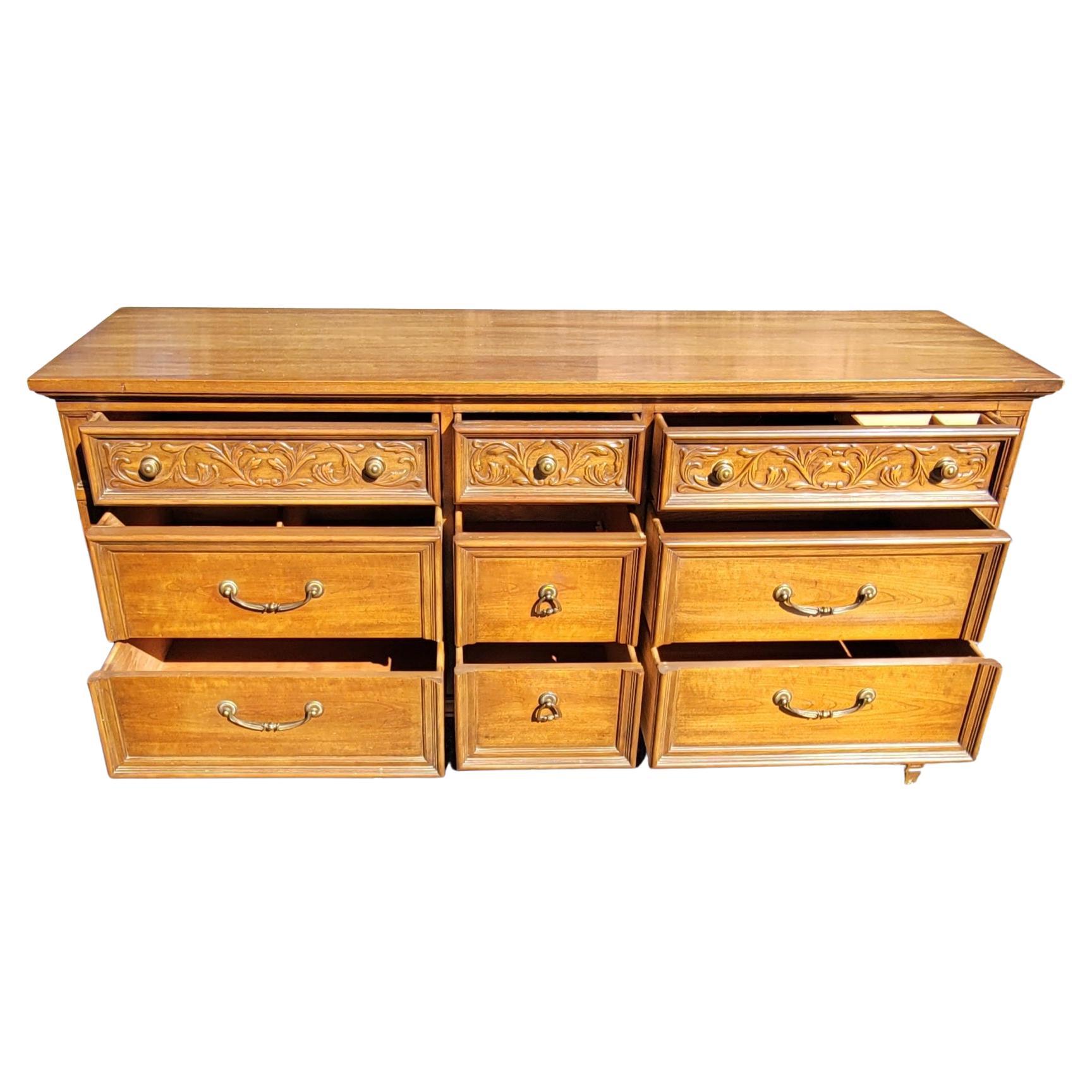 Woodwork Mid-Century Thomasville Neoclassical French Style Fruitwood Triple Dresser