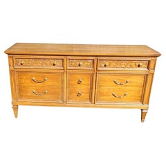 Retro Mid-Century Thomasville Neoclassical French Style Fruitwood Triple Dresser