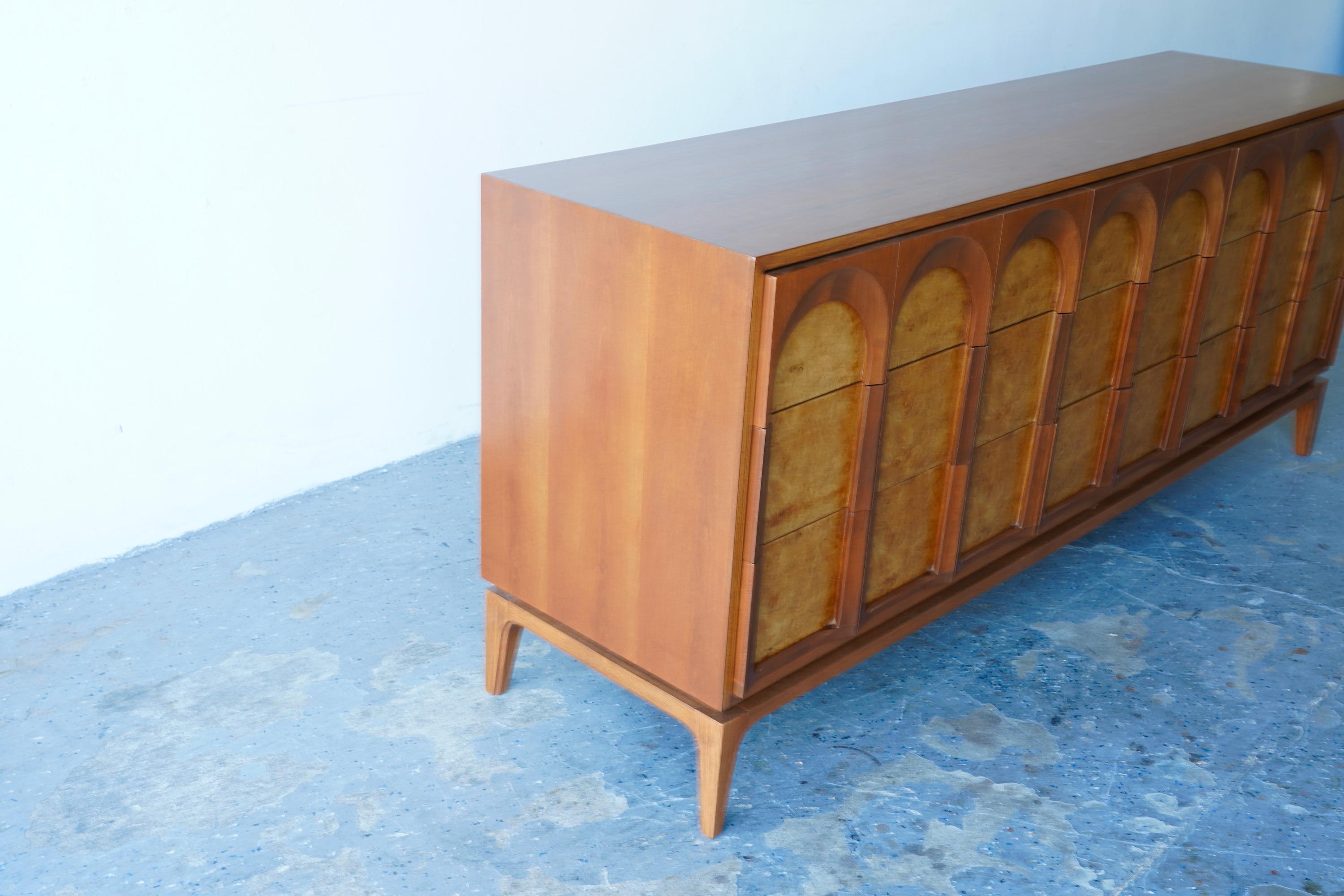Mid-Century Modern Mid Century  Thomasville Sculptural Dresser Walnut & Olive Burl wood