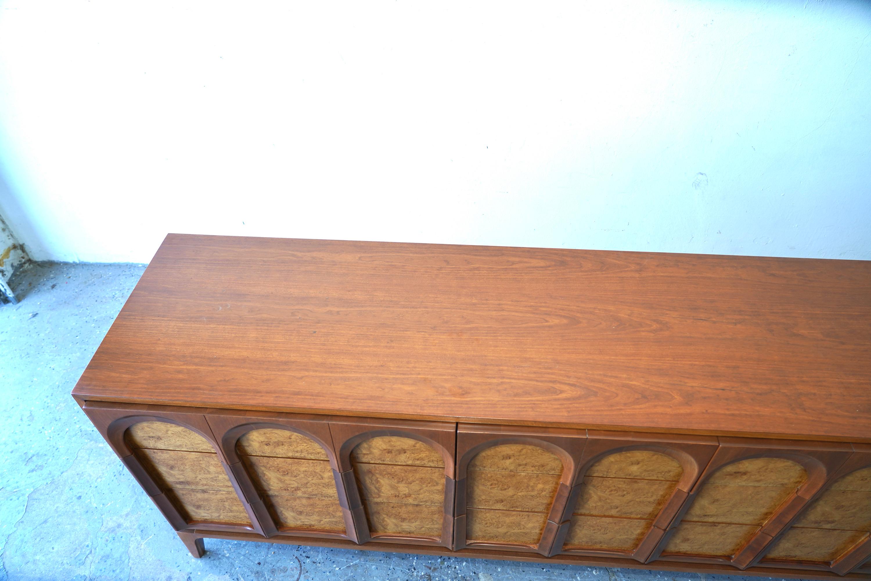 Mid-20th Century Mid Century  Thomasville Sculptural Dresser Walnut & Olive Burl wood
