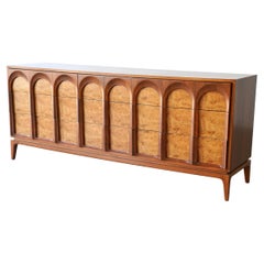 Mid Century  Thomasville Sculptural Dresser Walnut & Olive Burl wood