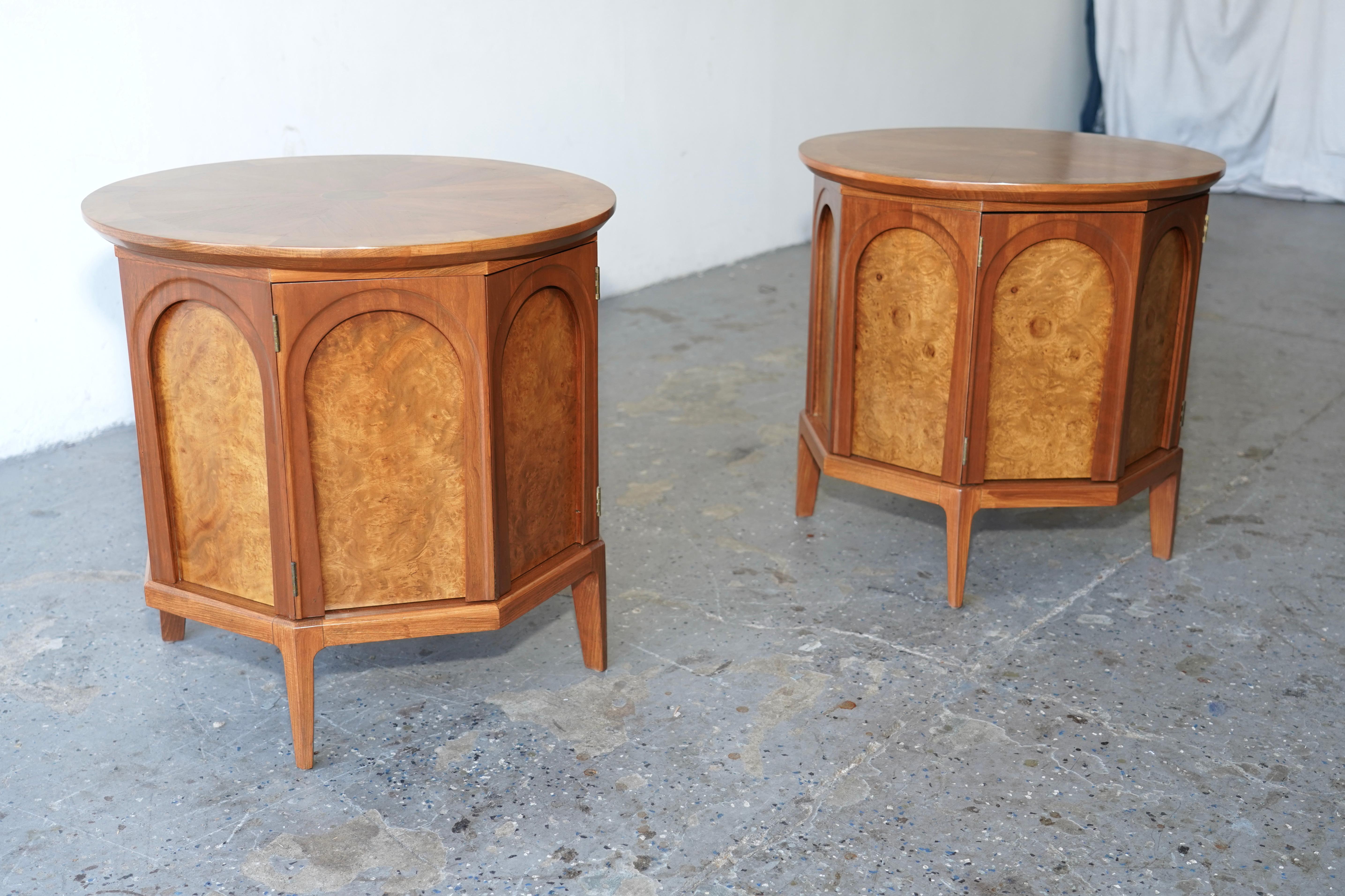 Mid Century  Thomasville Sculptural  Tall Dresser Walnut & Olive Burl For Sale 9