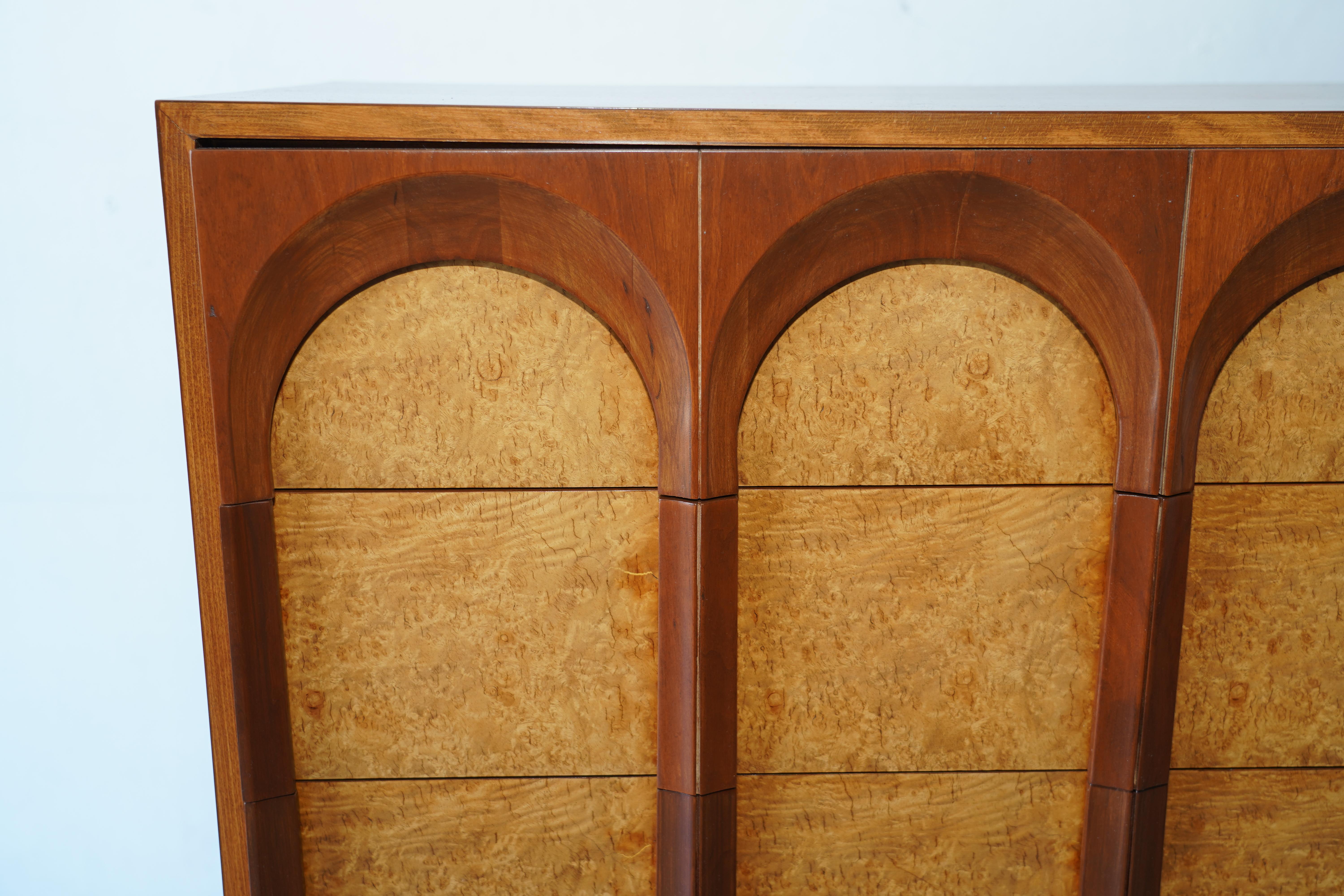 Mid-Century Modern Mid Century  Thomasville Sculptural  Tall Dresser Walnut & Olive Burl For Sale