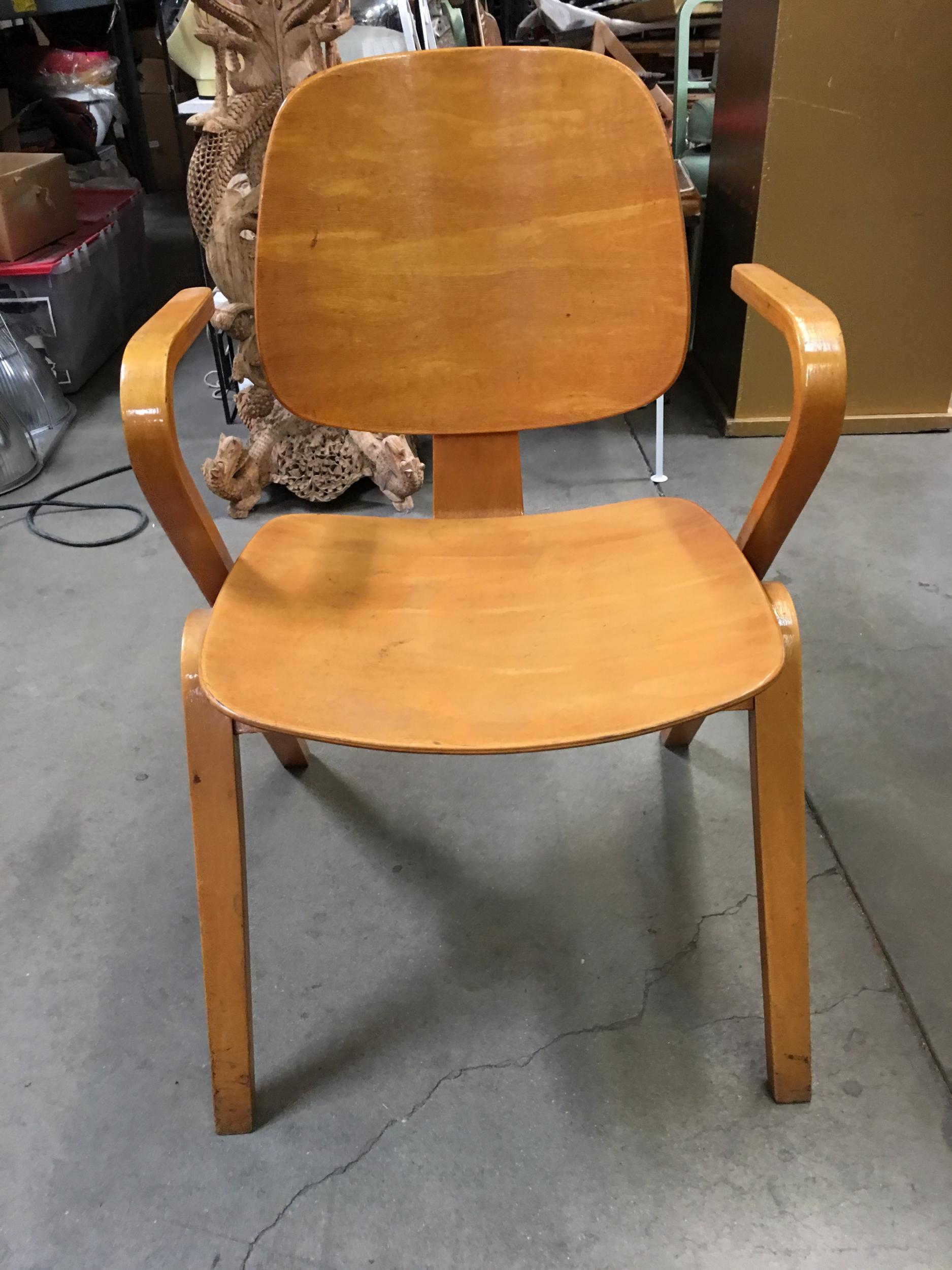 Mid Century Thonet Bent Plywood Armchairs by Joe Atkinson, Set of Seven 2