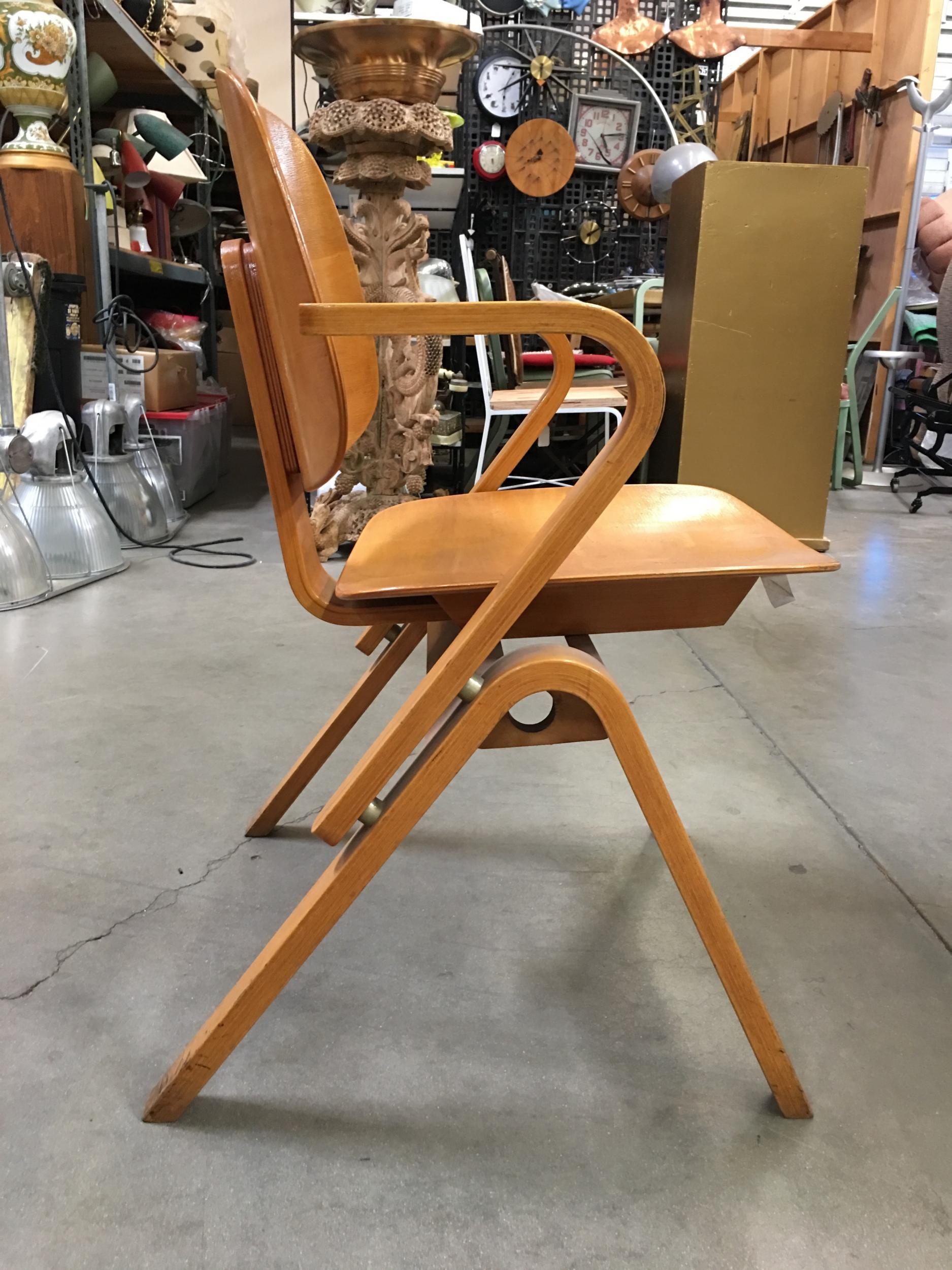 Mid Century Thonet Bent Plywood Armchairs by Joe Atkinson, Set of Seven 4