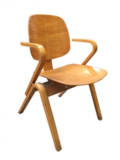 Mid Century Thonet Bent Plywood Armchairs by Joe Atkinson, Set of Seven