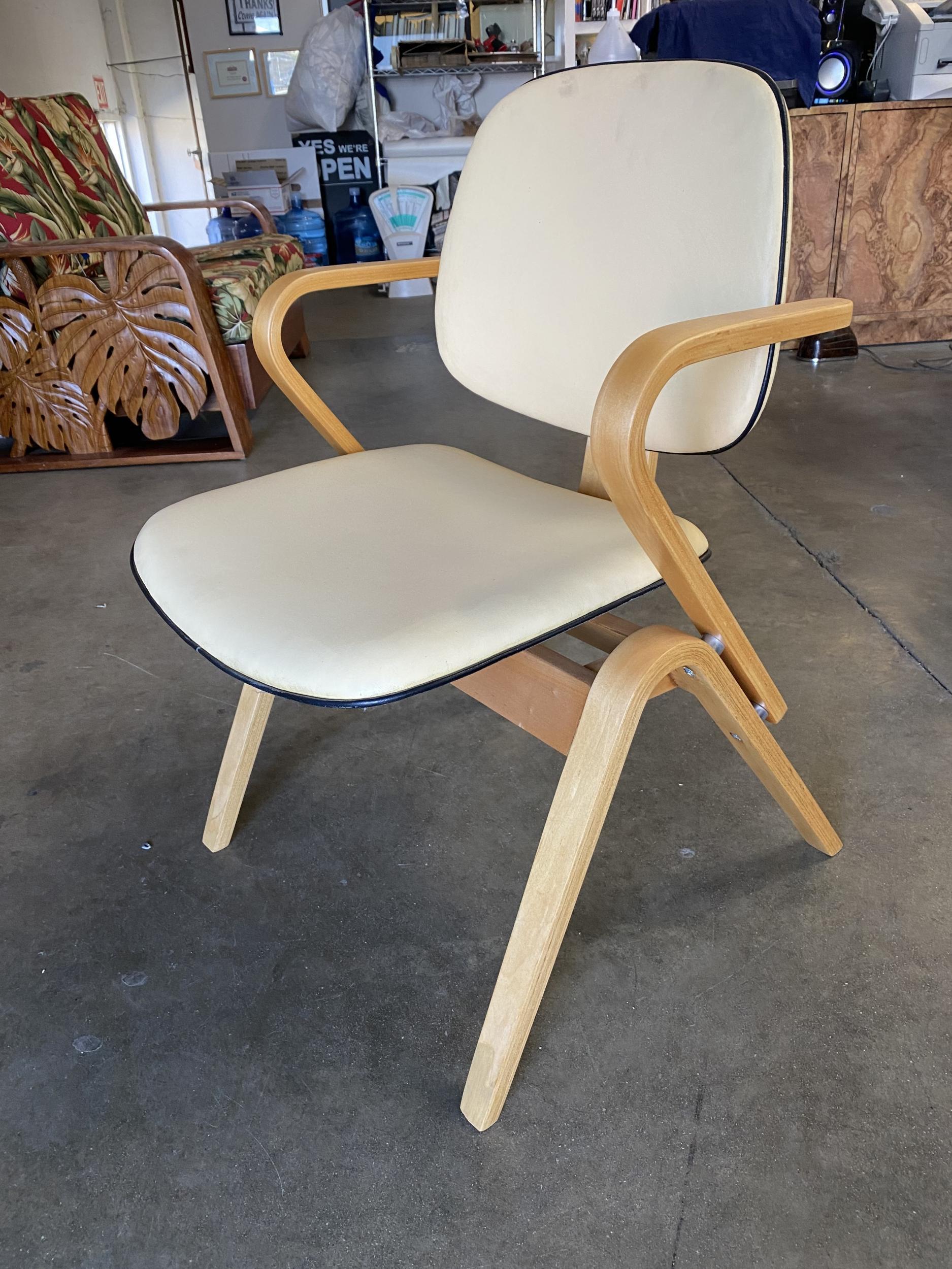 Mid Century Thonet Bent Plywood Armchairs by Joe Atkinson, Set of Seven In Excellent Condition In Van Nuys, CA