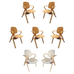 Mid Century Thonet Bent Plywood Armchairs by Joe Atkinson, Set of Seven