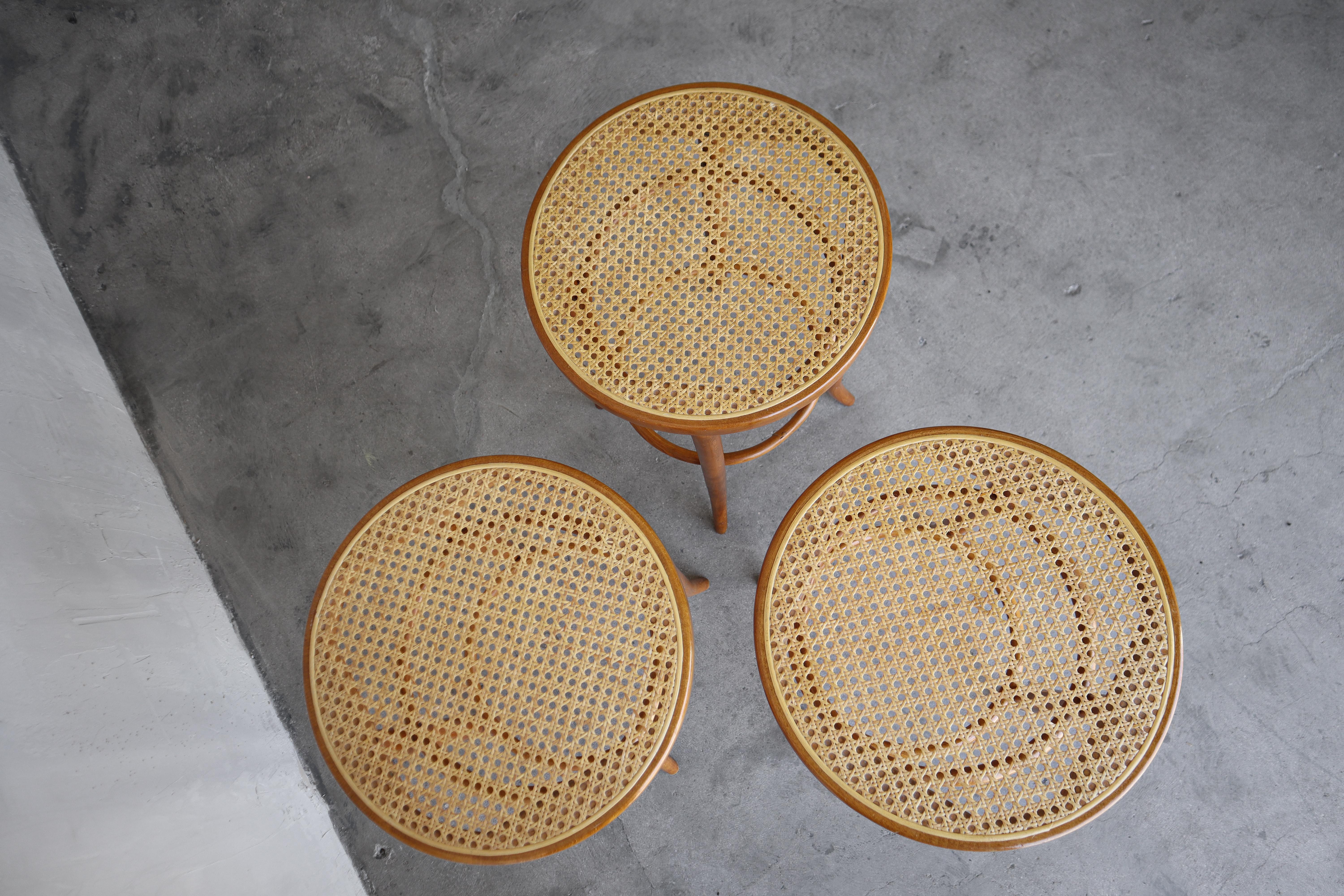 Mid-Century Modern Mid Century Thonet Bentwood Barstools - Set of 3