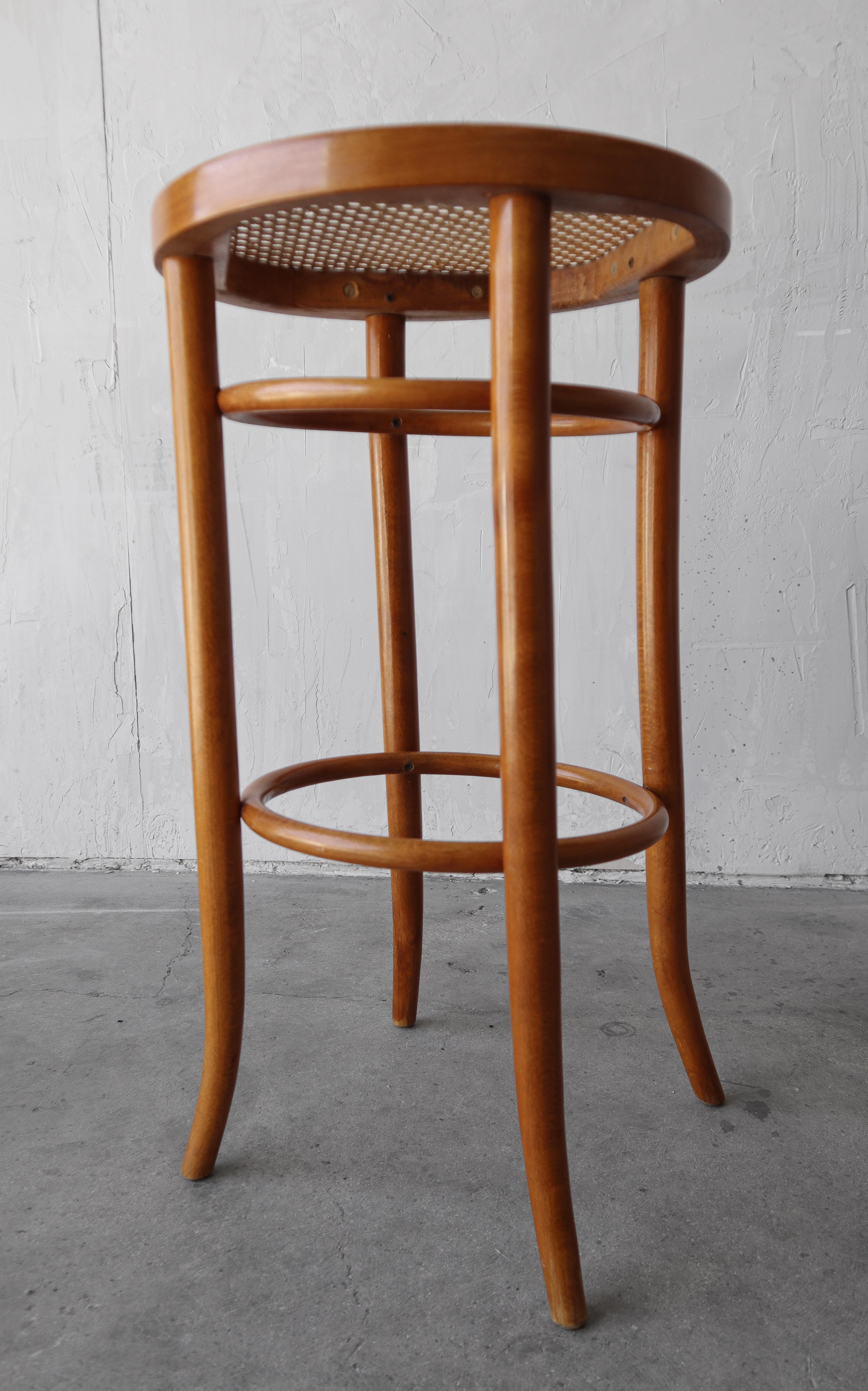 Mid Century Thonet Bentwood Barstools - Set of 3 In Good Condition In Las Vegas, NV
