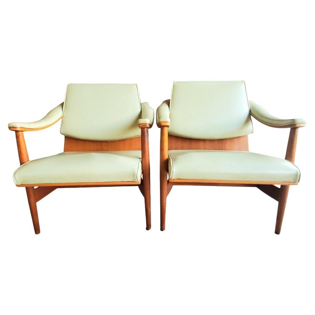 Mid Century Thonet Danish Bentwood Armchairs - a Pair