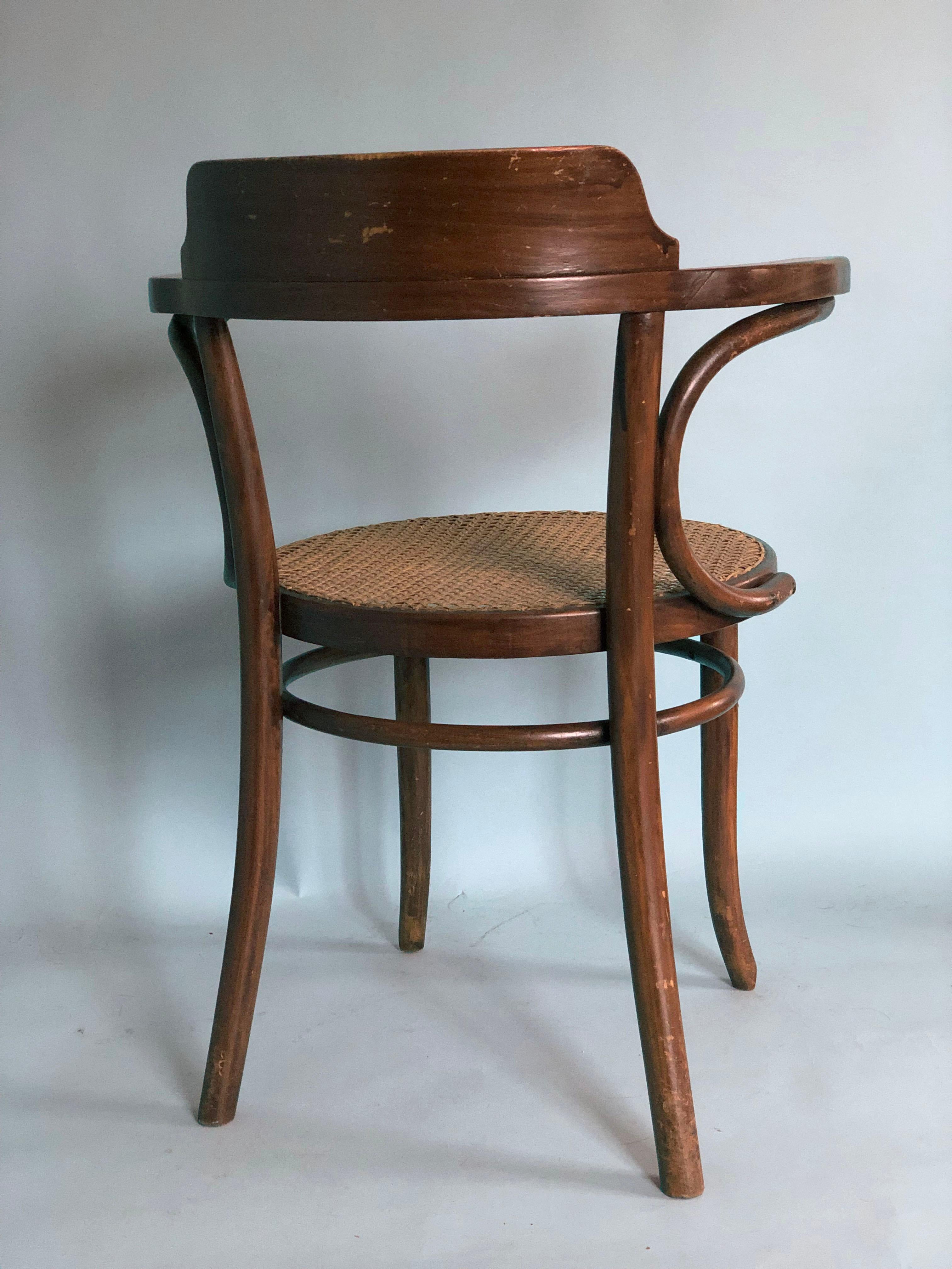 Mid-Century Modern Mid Century Thonet Dining Chair Bentwood with Cane 1950s Set of 2