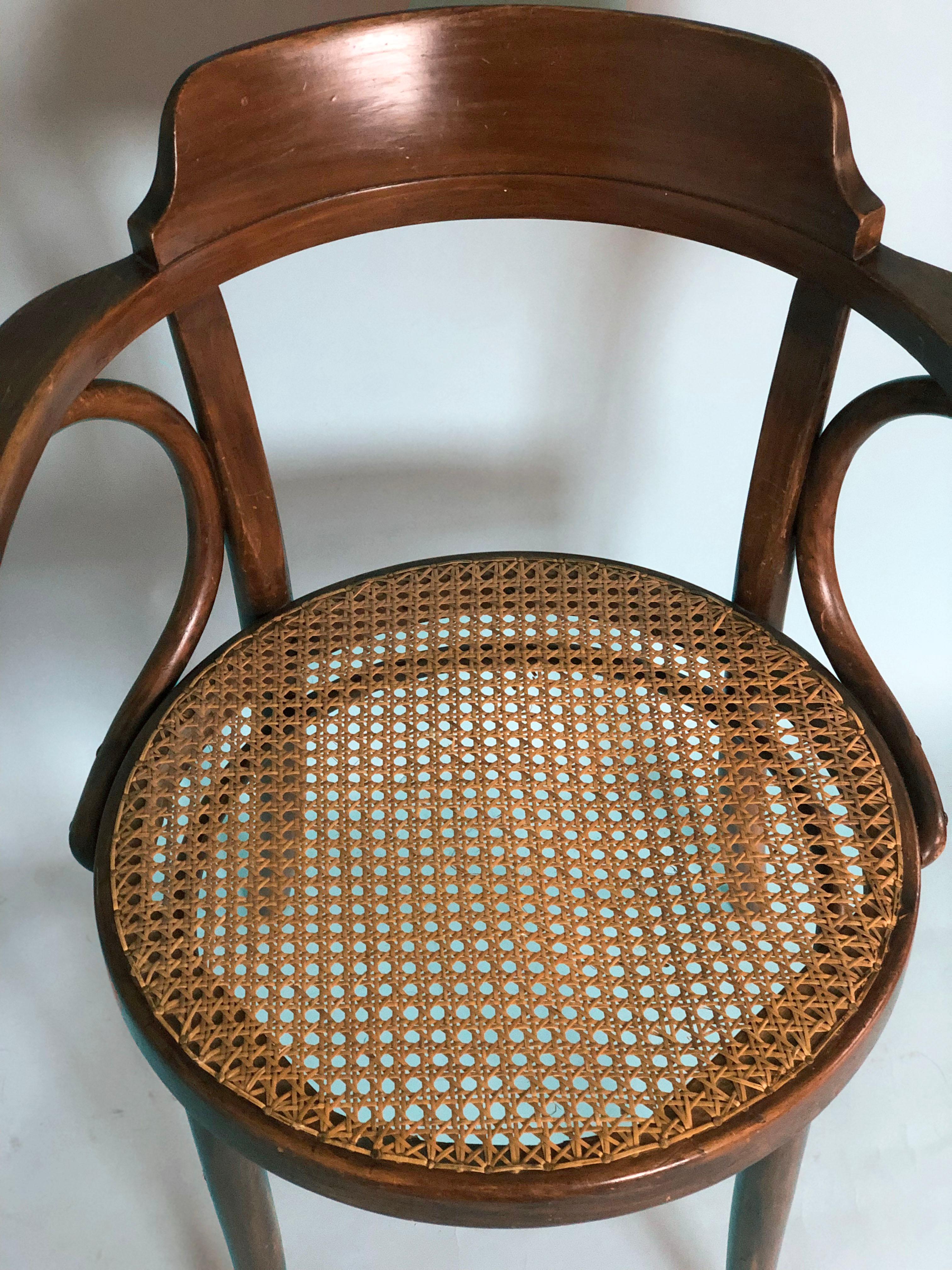 Mid Century Thonet Dining Chair Bentwood with Cane 1950s Set of 2 In Good Condition In Sakskøbing, DK