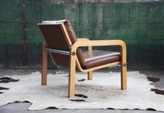 Mid Century Thonet Oak Bentwood & Chrome Armchair