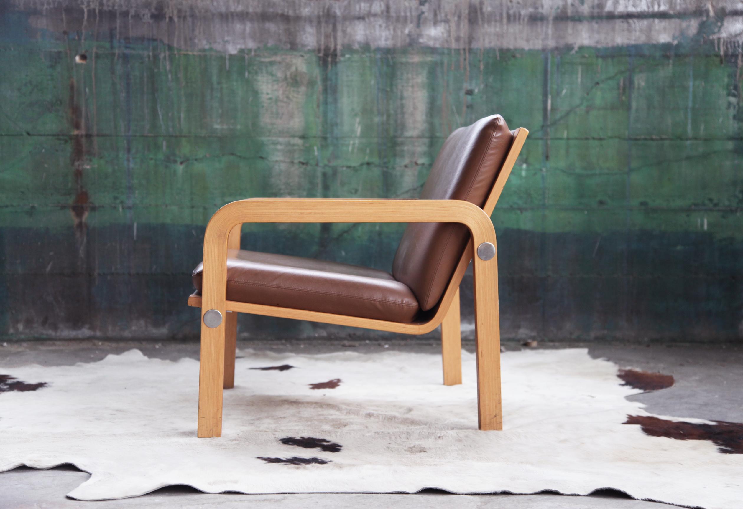 Mid Century Thonet Oak Bentwood & Chrome Armchair For Sale 1