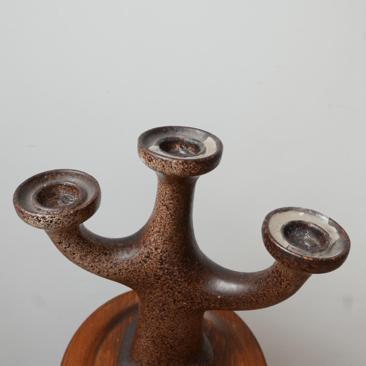 Mid-Century Three Arm Ceramic Artist Candleholder Sculpture 2