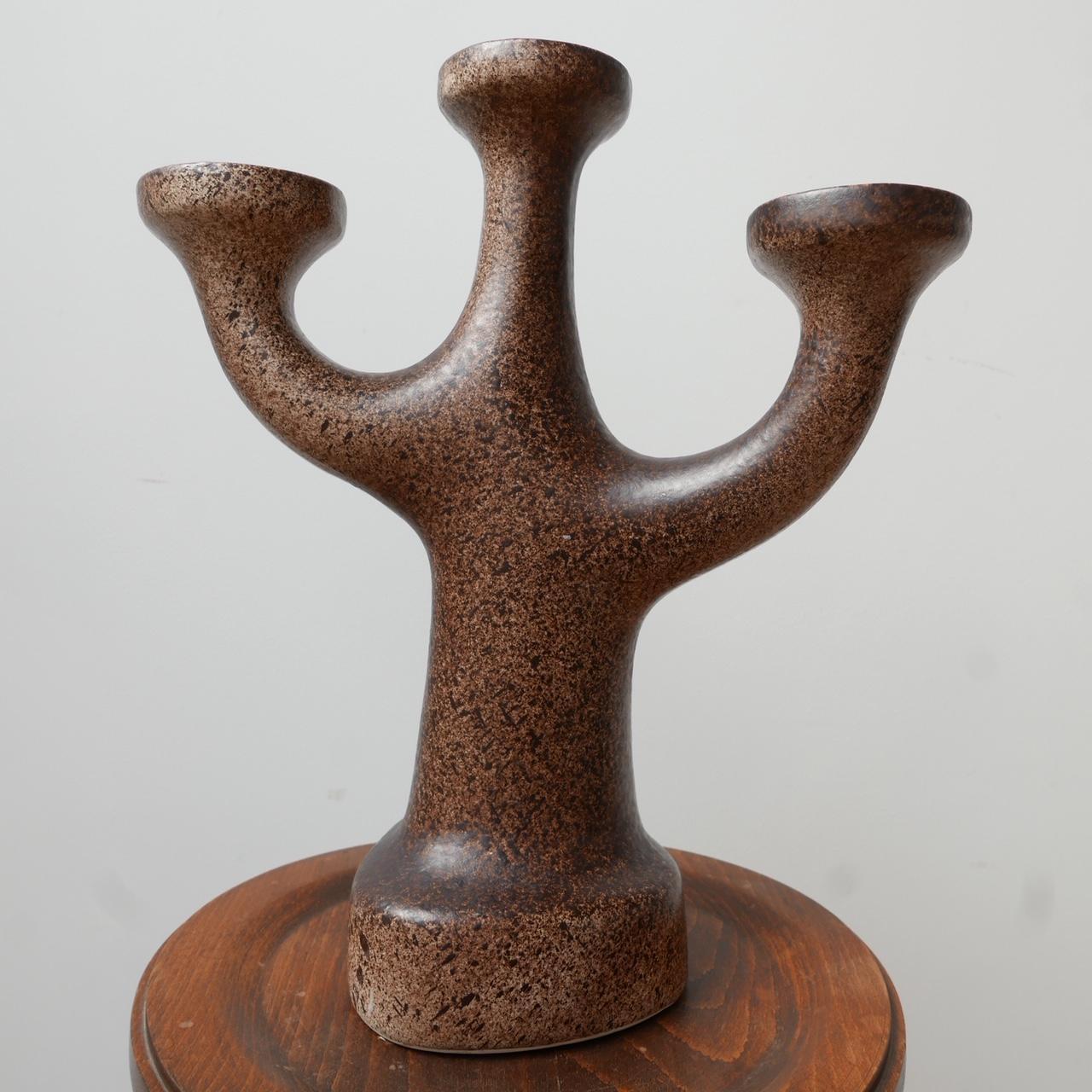 Mid-Century Three Arm Ceramic Artist Candleholder Sculpture 3