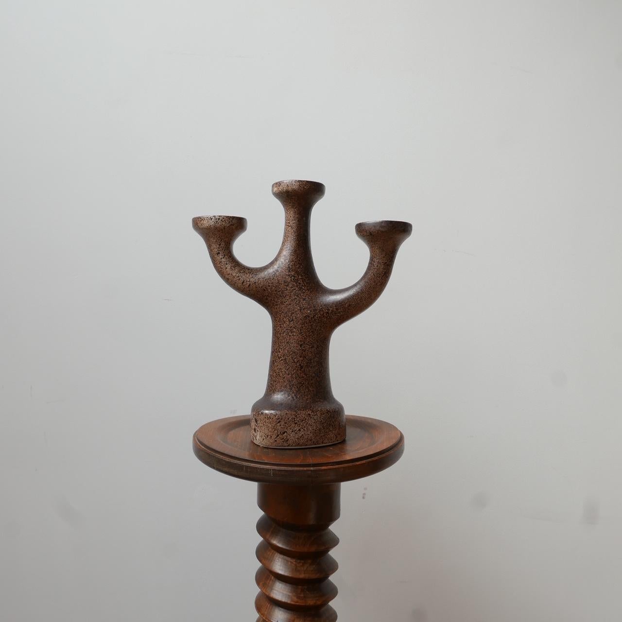 Mid-Century Three Arm Ceramic Artist Candleholder Sculpture 4