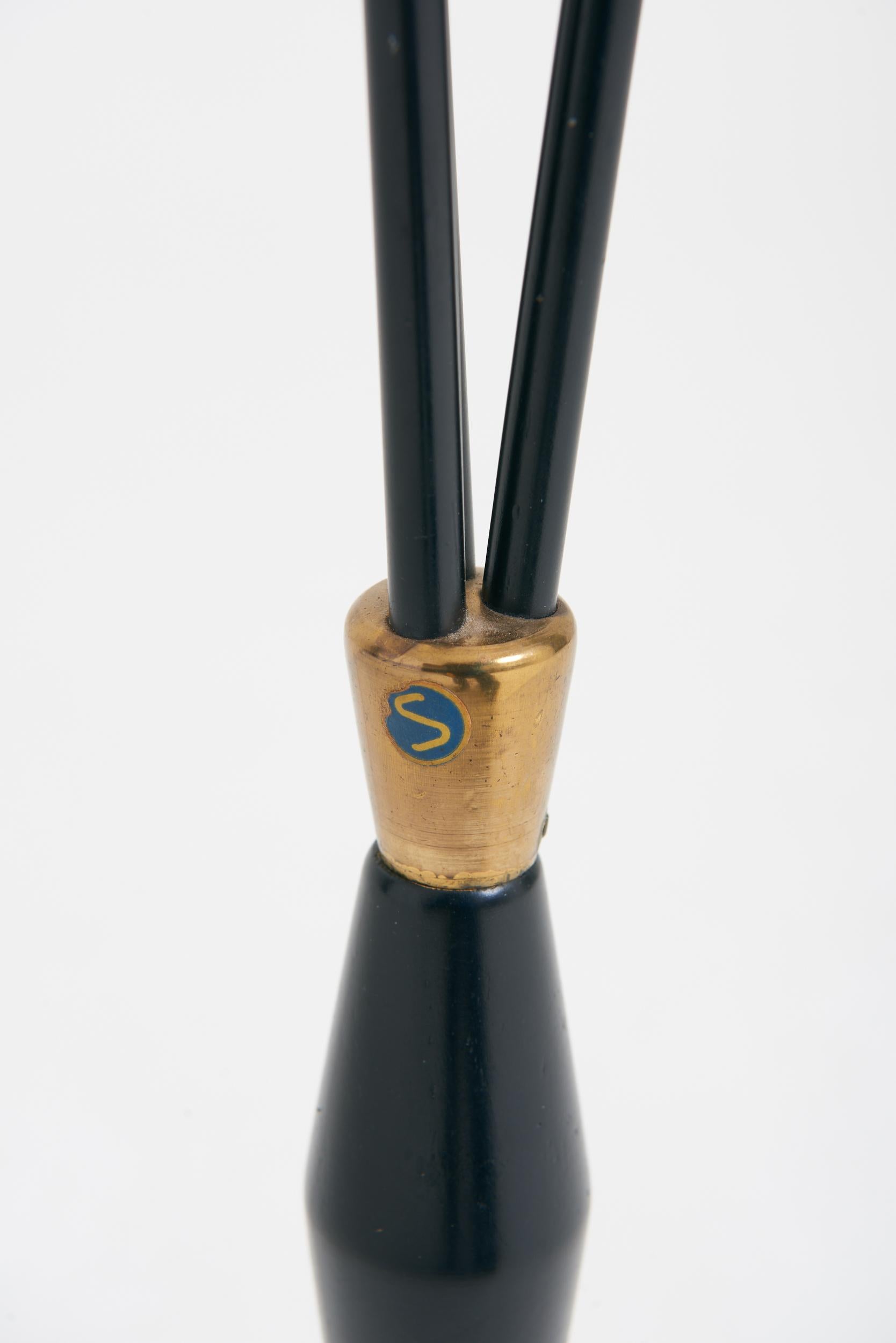Brass Mid-Century Three-Arm Floor Lamp For Sale