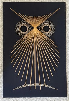 Mid-Century Three-Dimensional Owl String Art Wall Hanging Sculpture