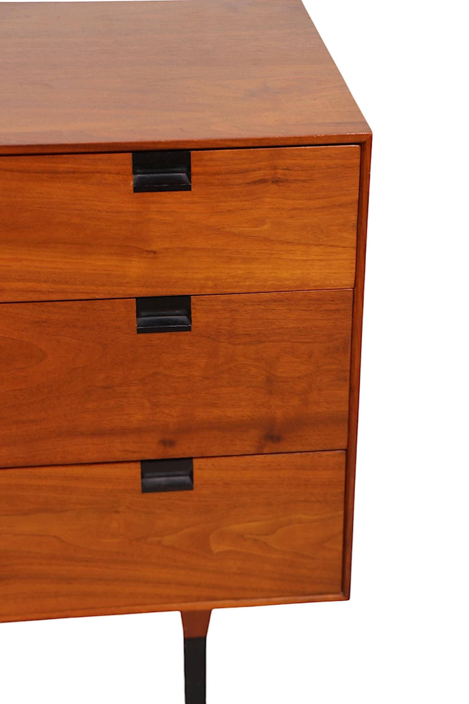 Mid Century Three Drawer Bachelors Chest att. to Baughman for Directional For Sale 1
