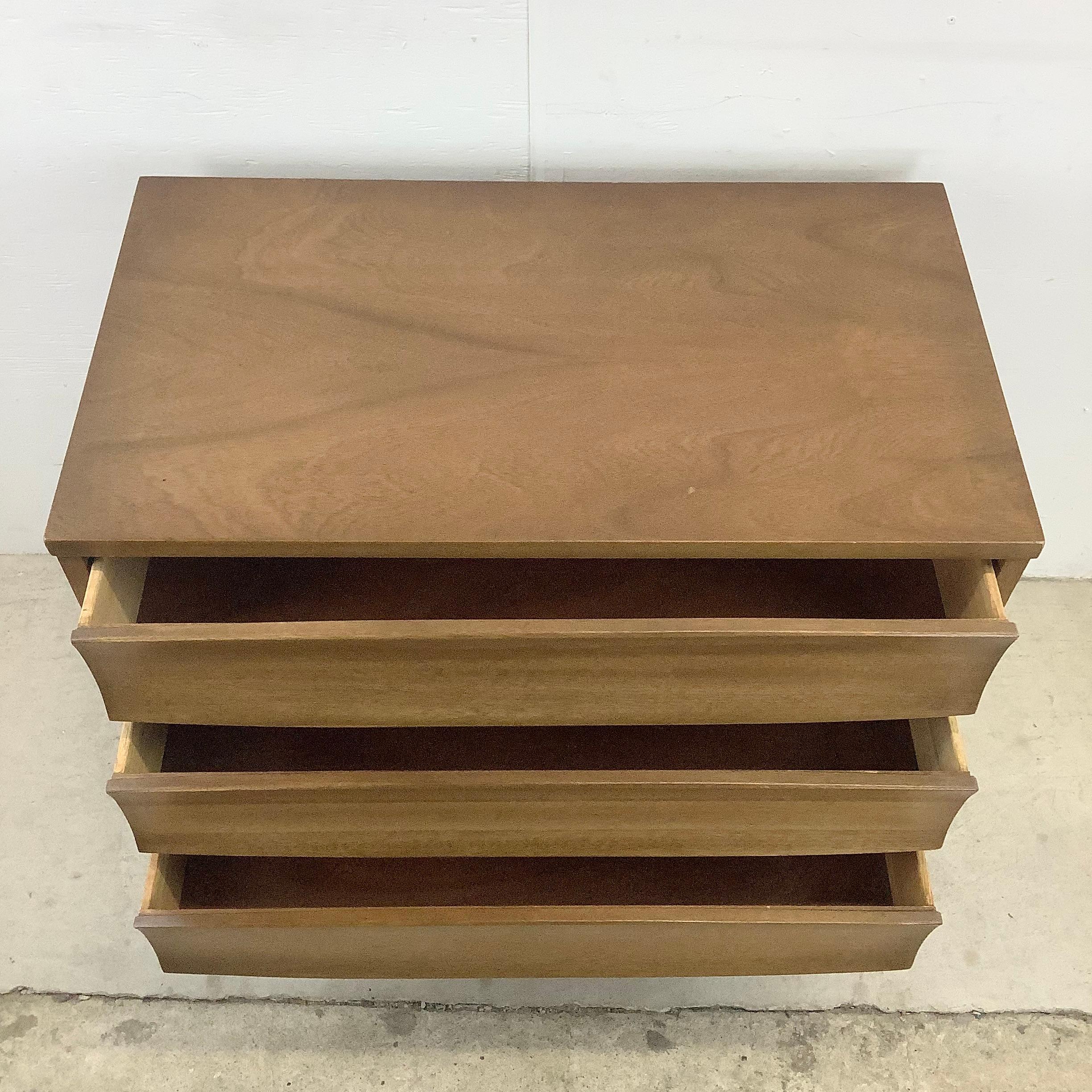Mid-Century Three Drawer Concave Front Dresser 7