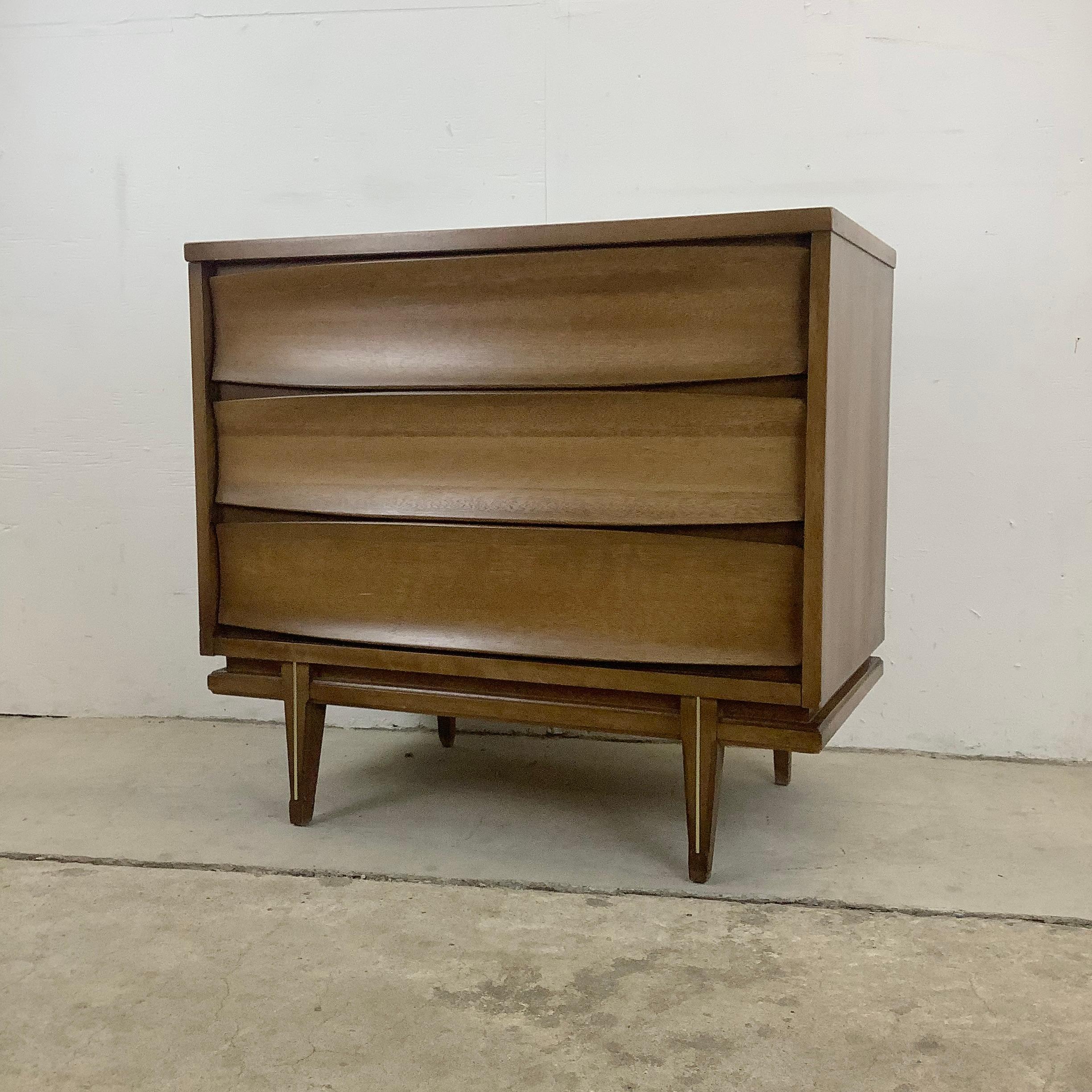 Unknown Mid-Century Three Drawer Concave Front Dresser