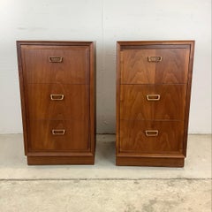Mid Century Three Drawer Nightstands attr. Founders Furniture