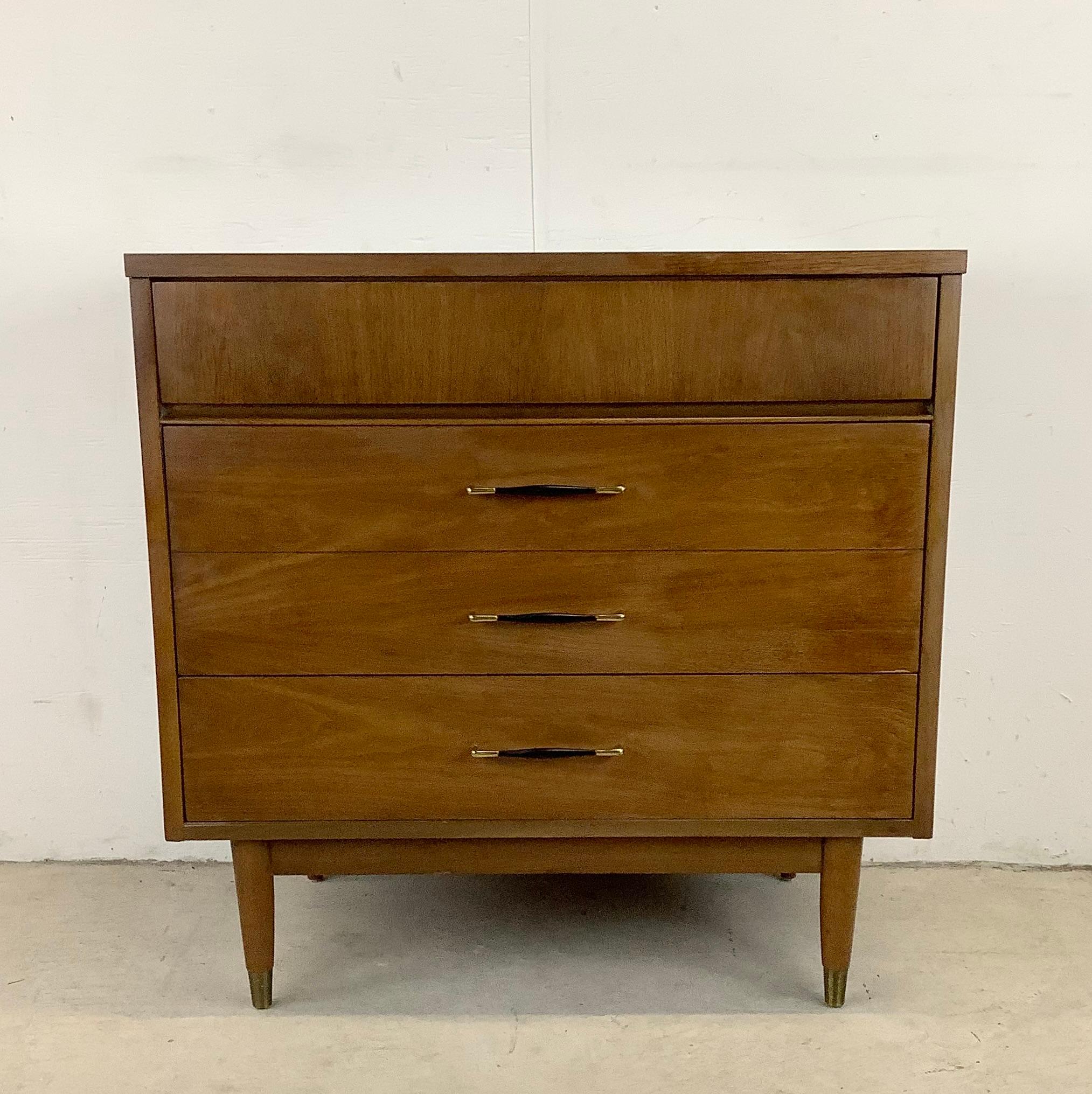 Mid-Century Three Drawer Walnut Dresser 3