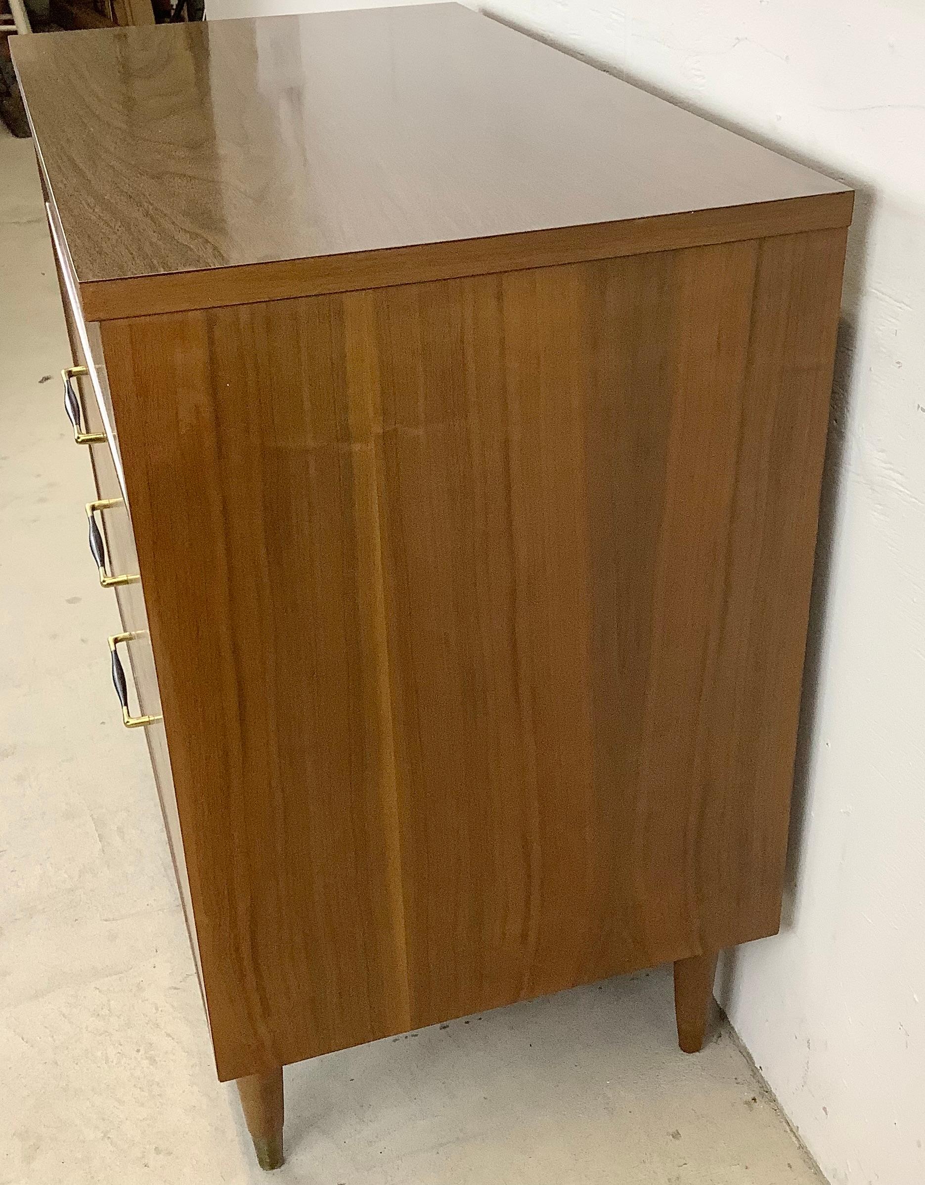 Mid-Century Three Drawer Walnut Dresser In Good Condition In Trenton, NJ