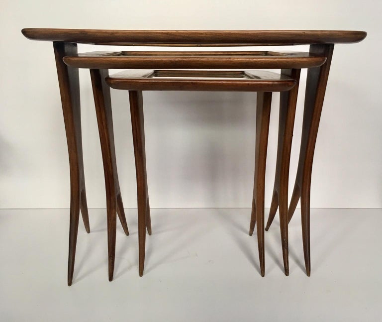 Midcentury Three Italian Nesting Tables Tables Carlo de Carli at 1stDibs